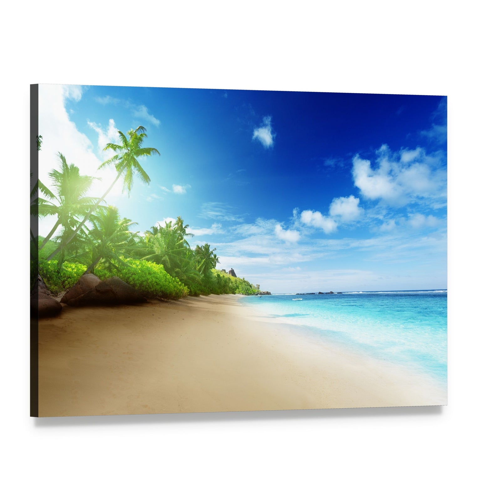 Sunset Time on Mahe Island Canvas Wall Art, single panel gallery wrapped canvas, angled product view