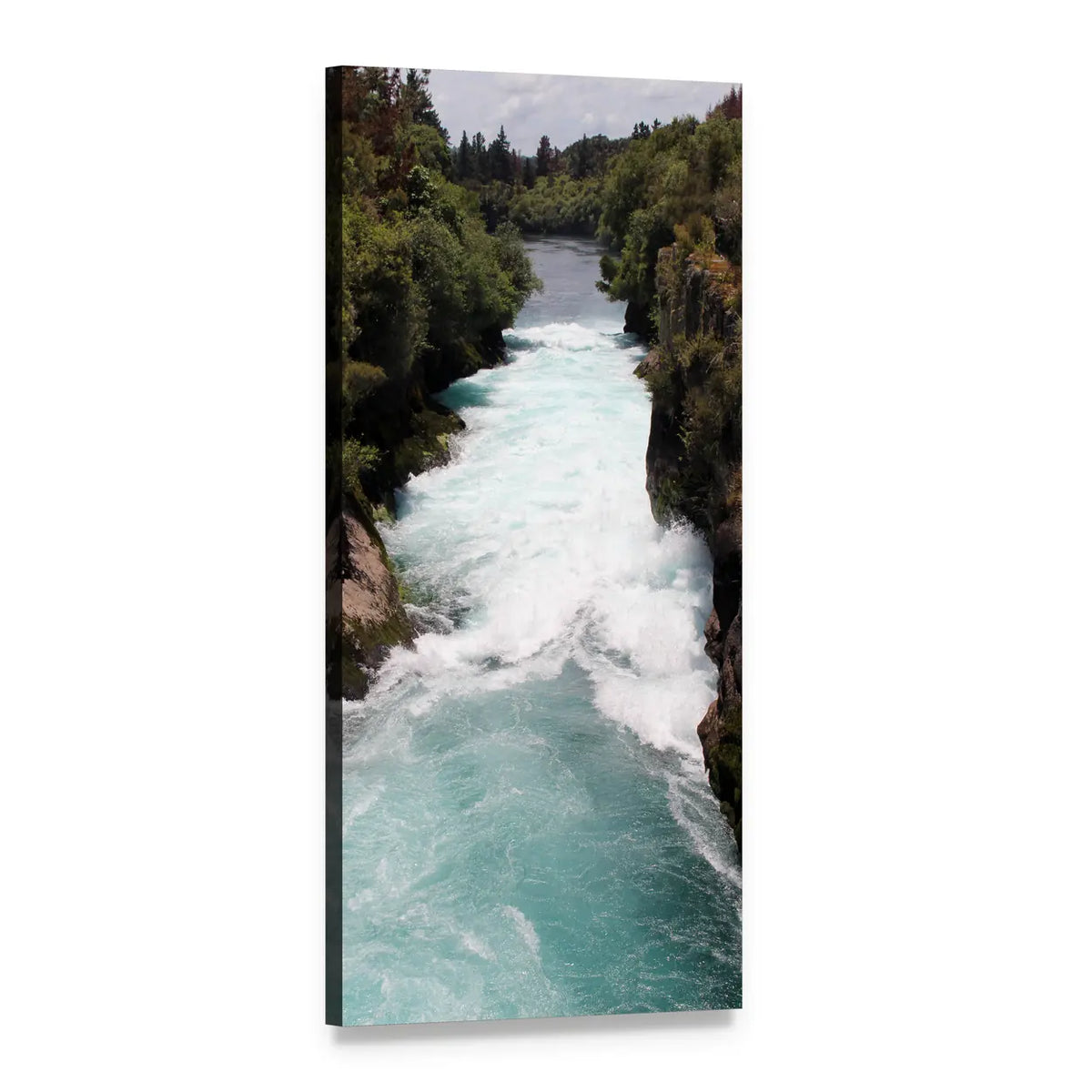 Fast Flowing Waterfall Vertical Canvas Wall Art, 1 panel 1 Vertical layout gallery wrapped canvas set, angled product view