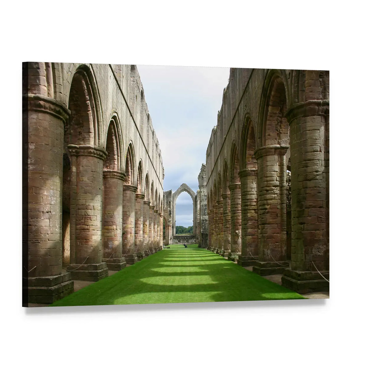 Ruins of Fountains Abbey Canvas Wall Art, single panel gallery wrapped canvas, angled product view