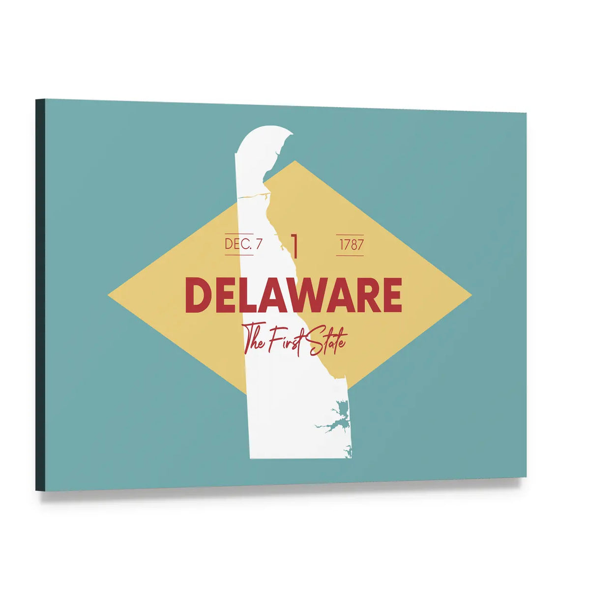 Vintage Delaware Map Canvas Wall Art, single panel gallery wrapped canvas, angled product view
