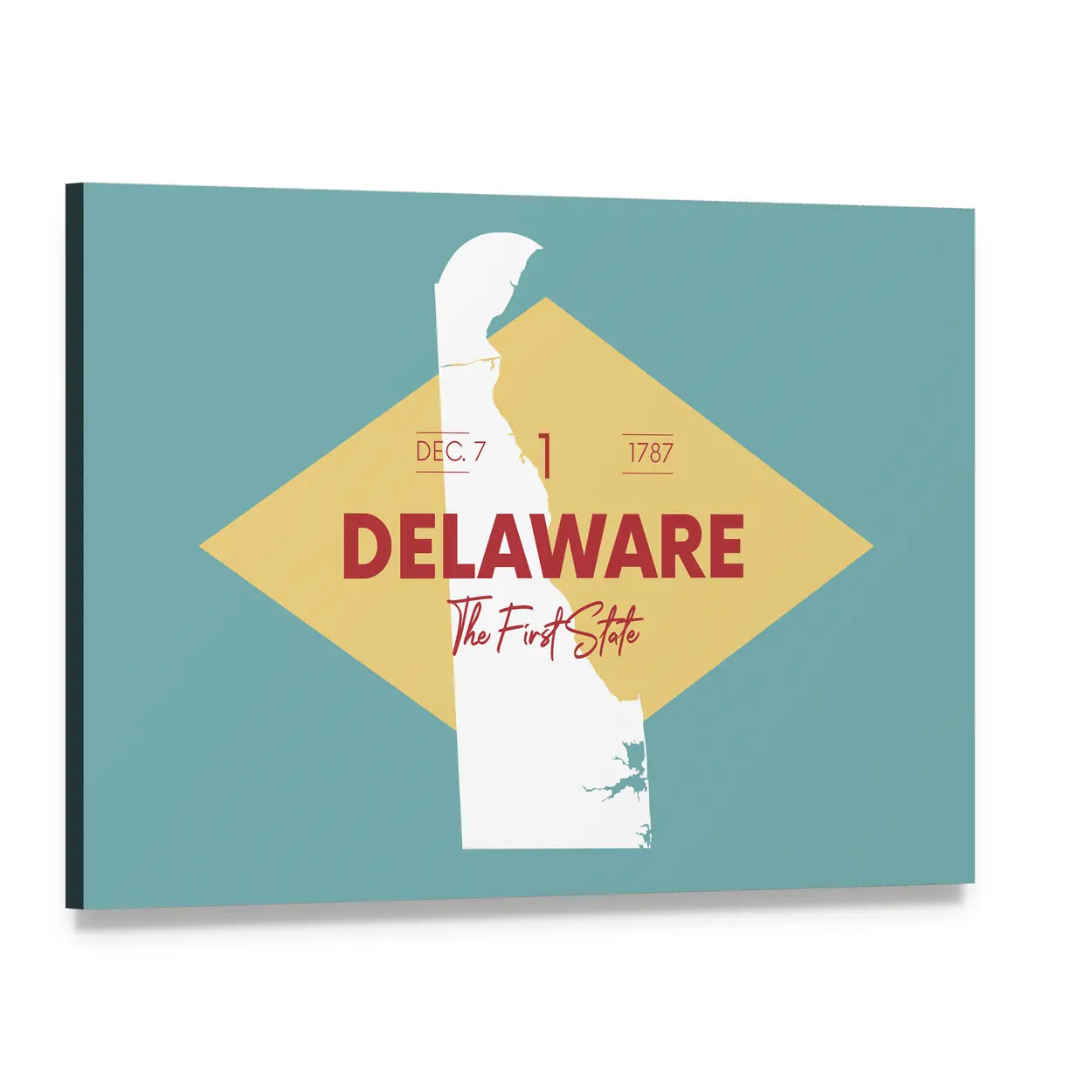 Vintage Delaware Map Canvas Wall Art, single panel gallery wrapped canvas, angled product view