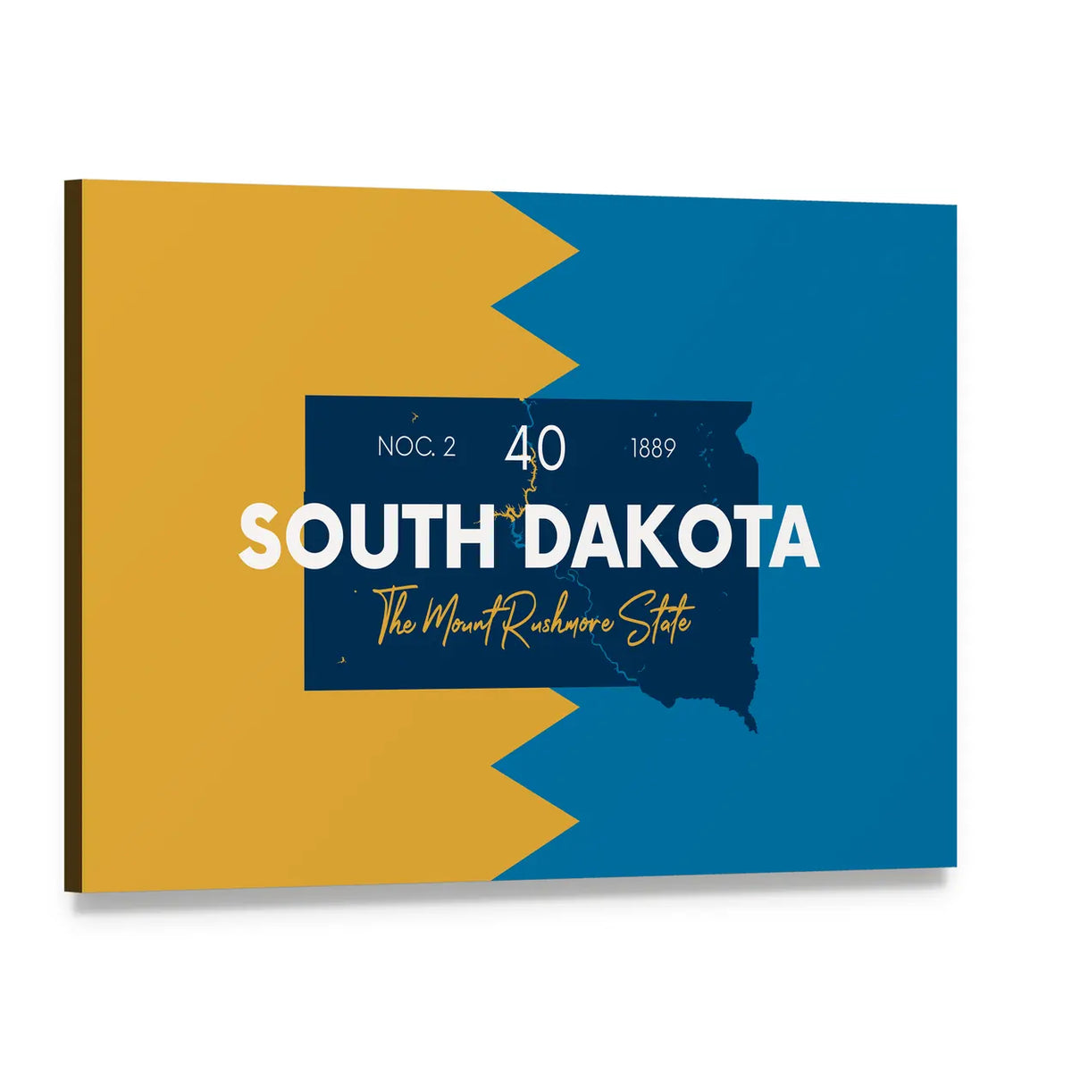 South Dakota State Map Canvas Wall Art, single panel gallery wrapped canvas, angled product view