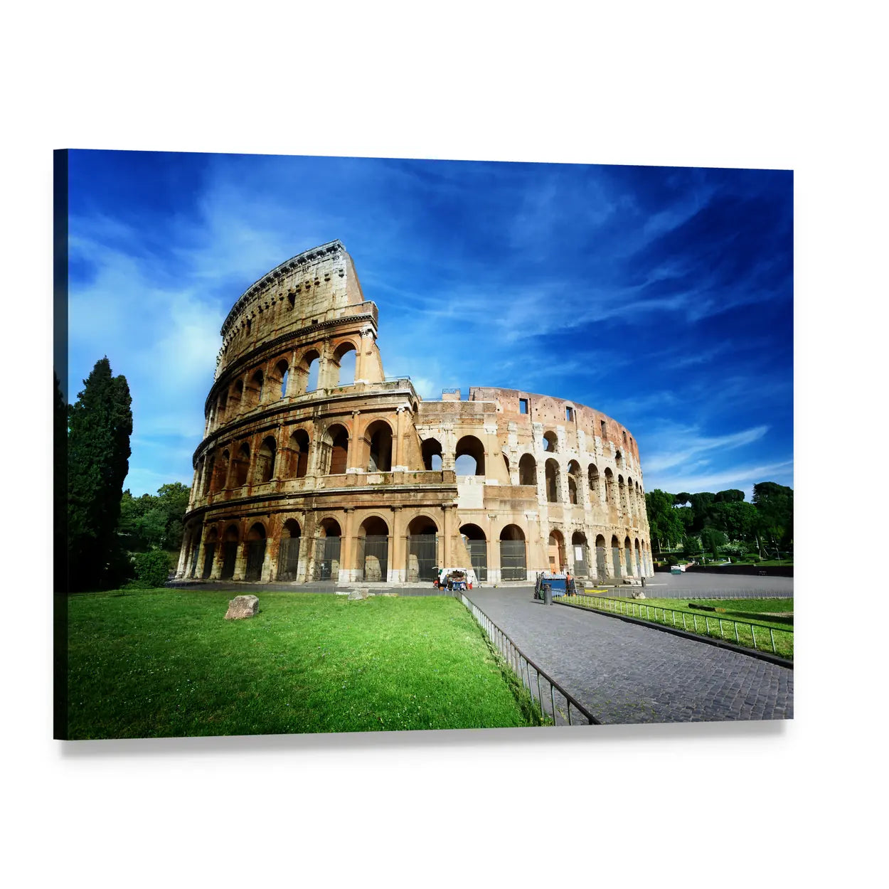 Colosseum in Rome Canvas Wall Art, single panel gallery wrapped canvas, angled product view