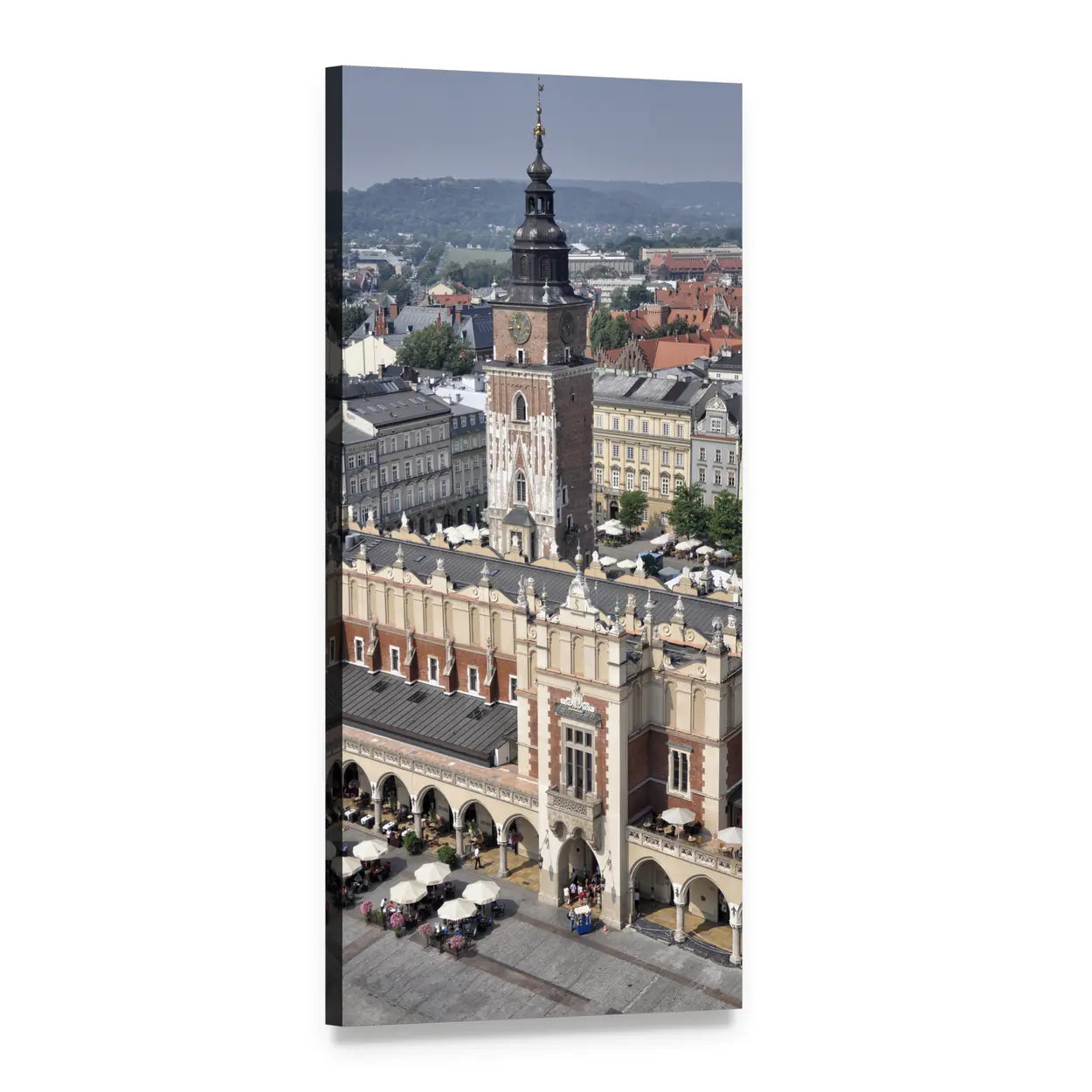 Kraków Cloth Hall and Town Hall Tower Vertical Canvas Wall Art, 1 panel 1 Vertical layout gallery wrapped canvas set, angled product view