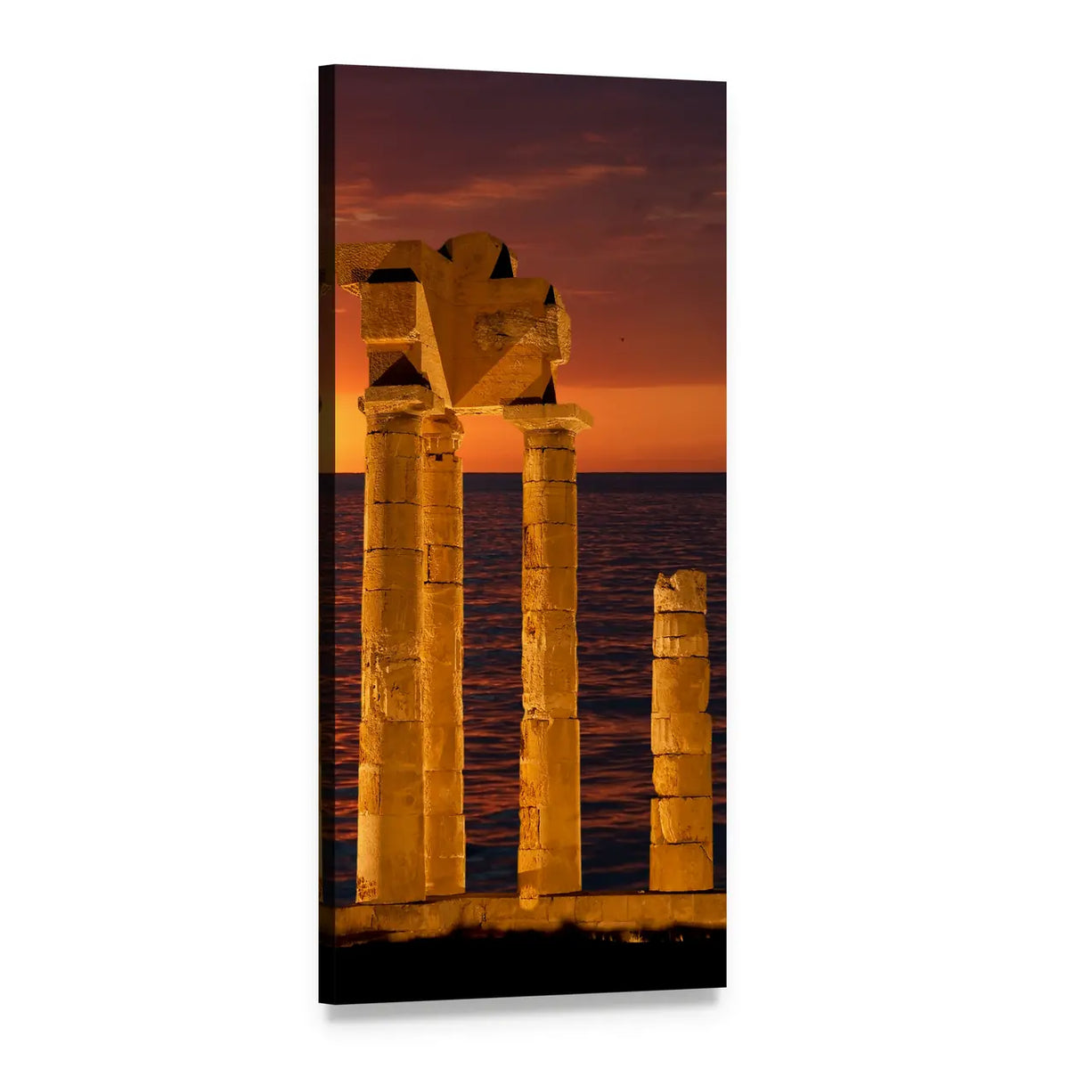 Apollo Temple at Sunset Vertical Canvas Wall Art, 1 panel 1 Vertical layout gallery wrapped canvas set, angled product view