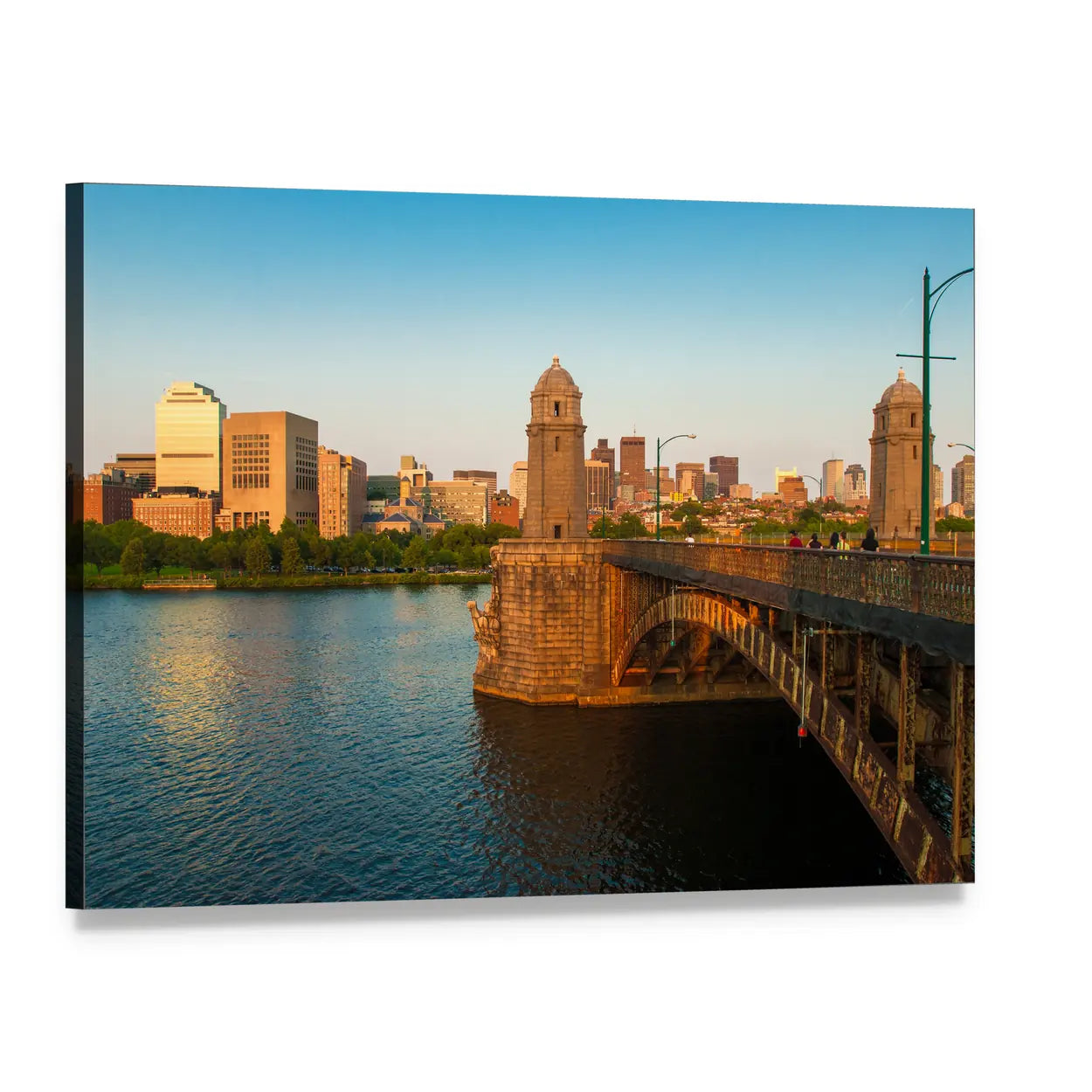 Boston's Longfellow Bridge Canvas Wall Art, single panel gallery wrapped canvas, angled product view
