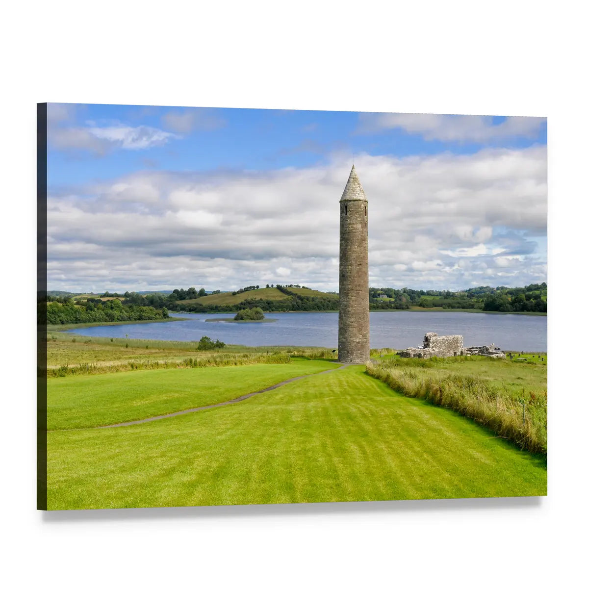 Devenish Monastic Site Canvas Wall Art, single panel gallery wrapped canvas, angled product view