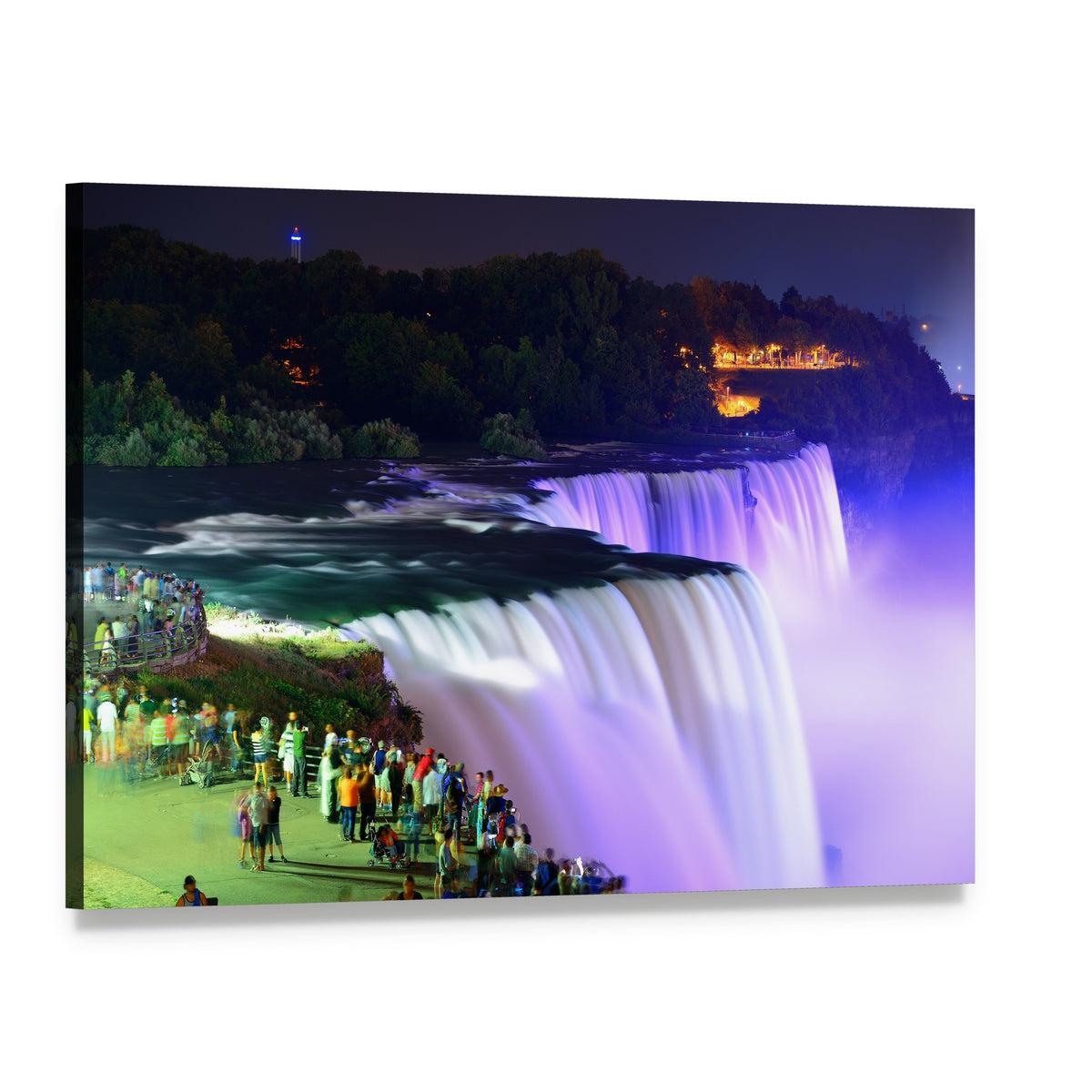 Lights on Niagara Falls Canvas Wall Art, single panel gallery wrapped canvas, angled product view