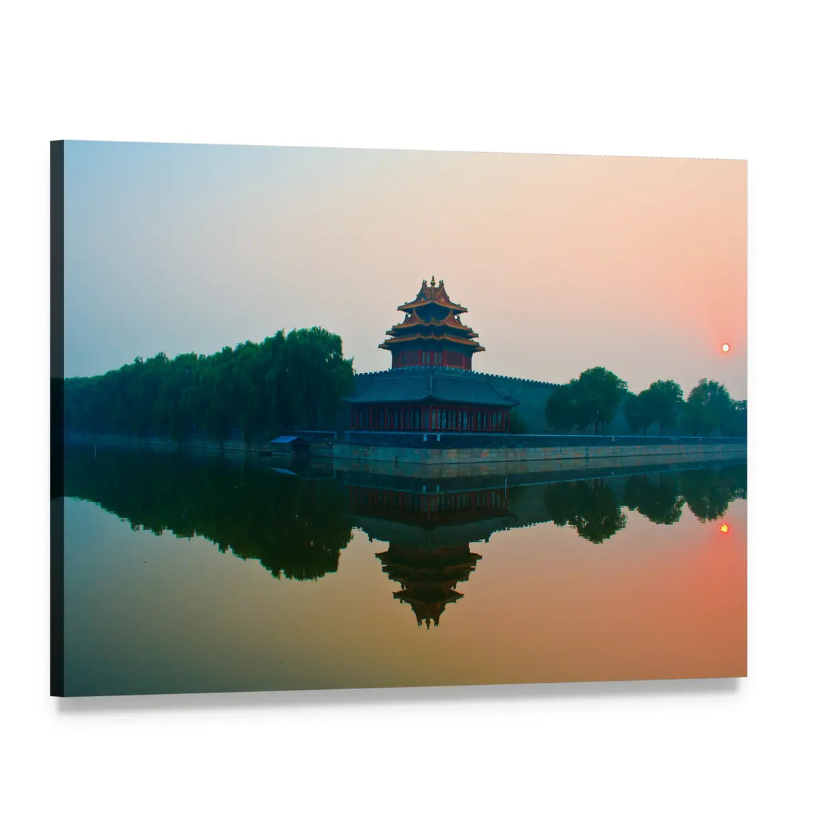 Sunset Over the Forbidden City Canvas Wall Art, single panel gallery wrapped canvas, angled product view