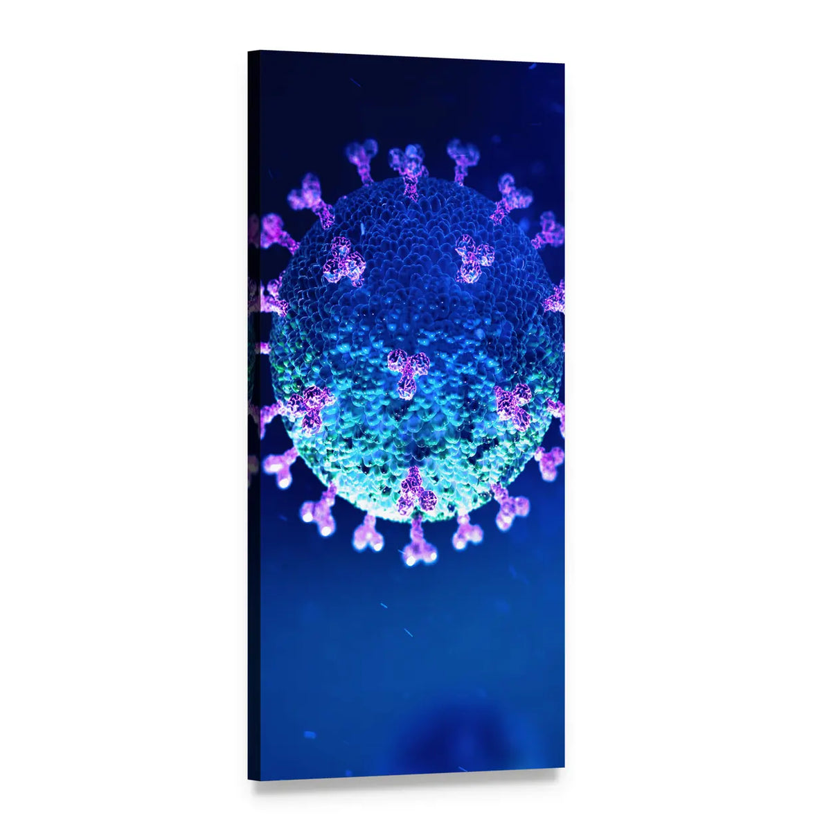 Virus Under the Microscope Vertical Canvas Wall Art, 1 panel 1 Vertical layout gallery wrapped canvas set, angled product view