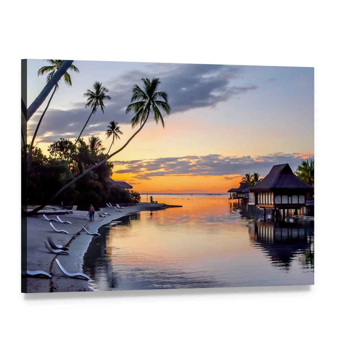 Tropical Sunset at Moorea Canvas Wall Art, single panel gallery wrapped canvas, angled product view