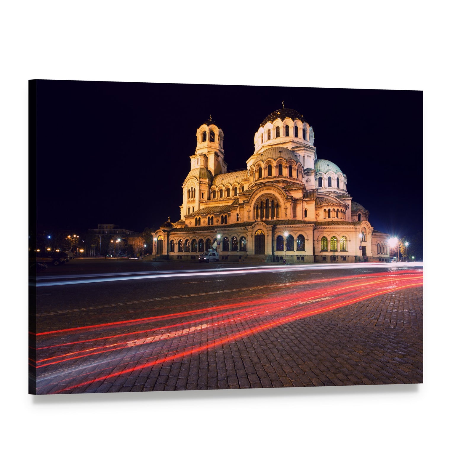 Alexander Nevski Cathedral Night Scene Canvas Wall Art, single panel gallery wrapped canvas, angled product view