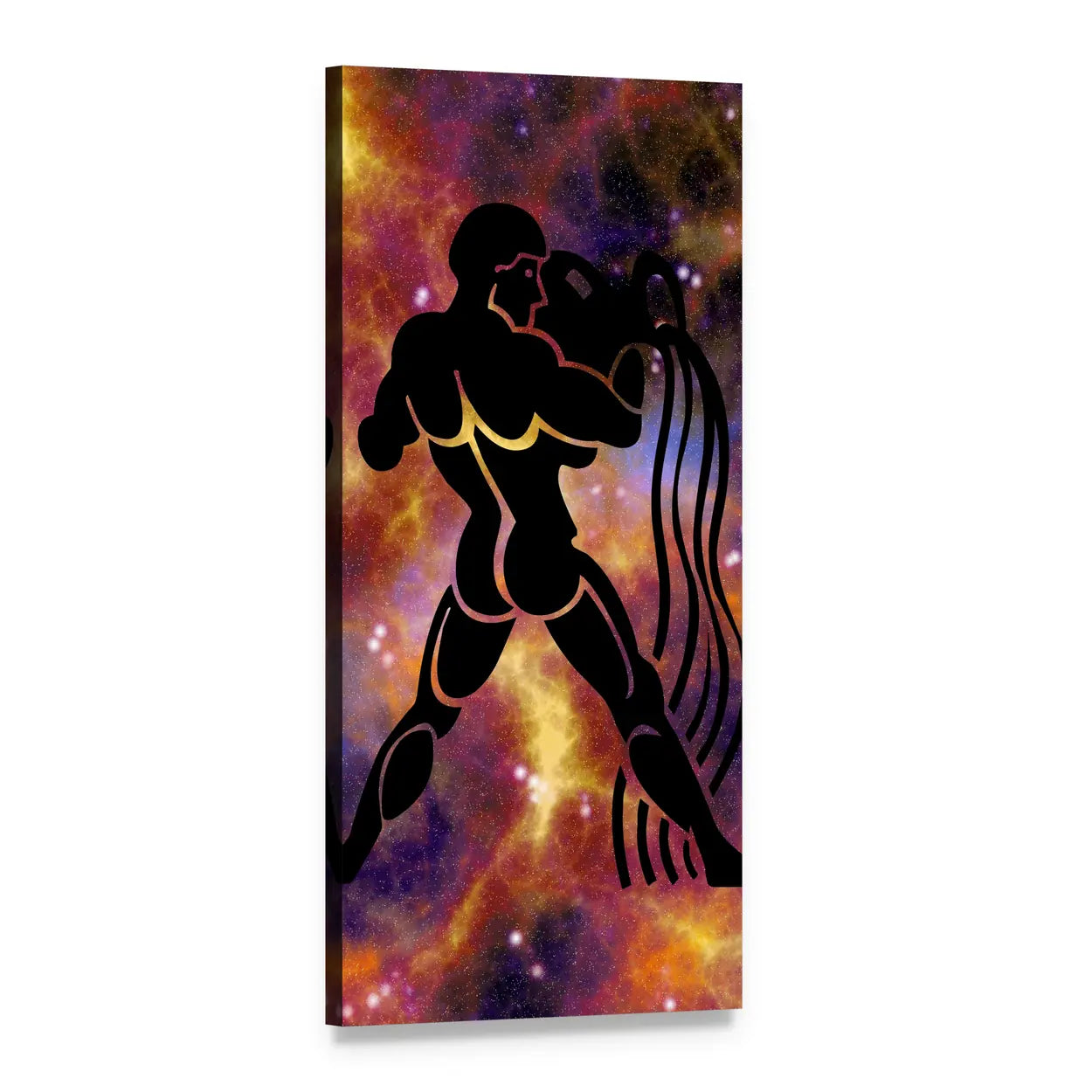 Aquarius Water Bearer in Nebula Vertical Canvas Wall Art, 1 panel 1 Vertical layout gallery wrapped canvas set, angled product view