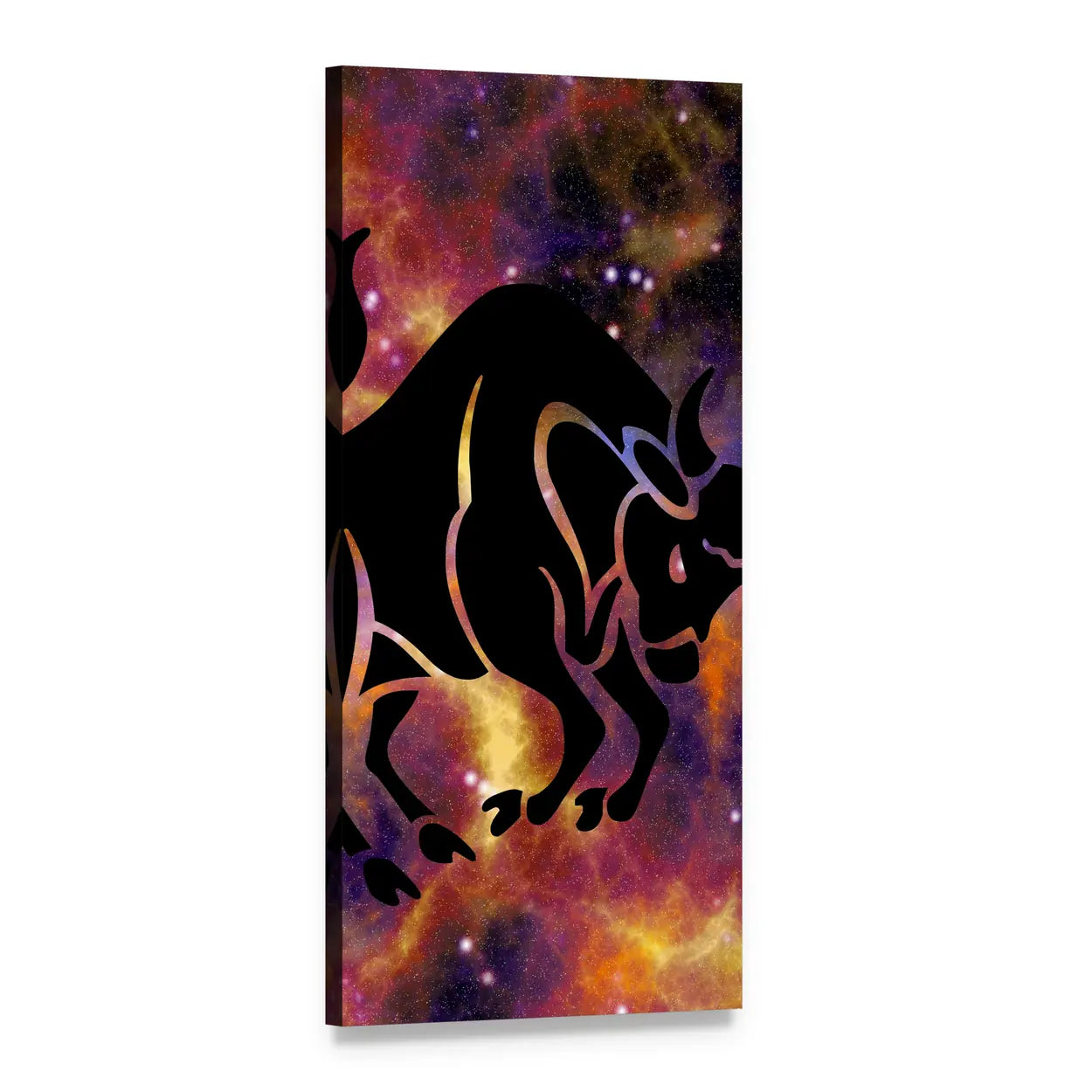 Taurus Zodiac Symbol Vertical Canvas Wall Art, 1 panel 1 Vertical layout gallery wrapped canvas set, angled product view