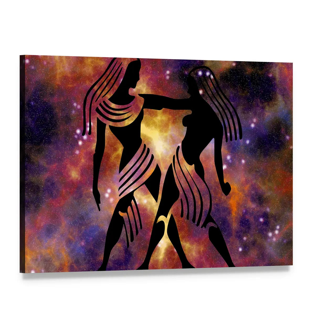 Gemini Zodiac Twins Nebula Canvas Wall Art, single panel gallery wrapped canvas, angled product view