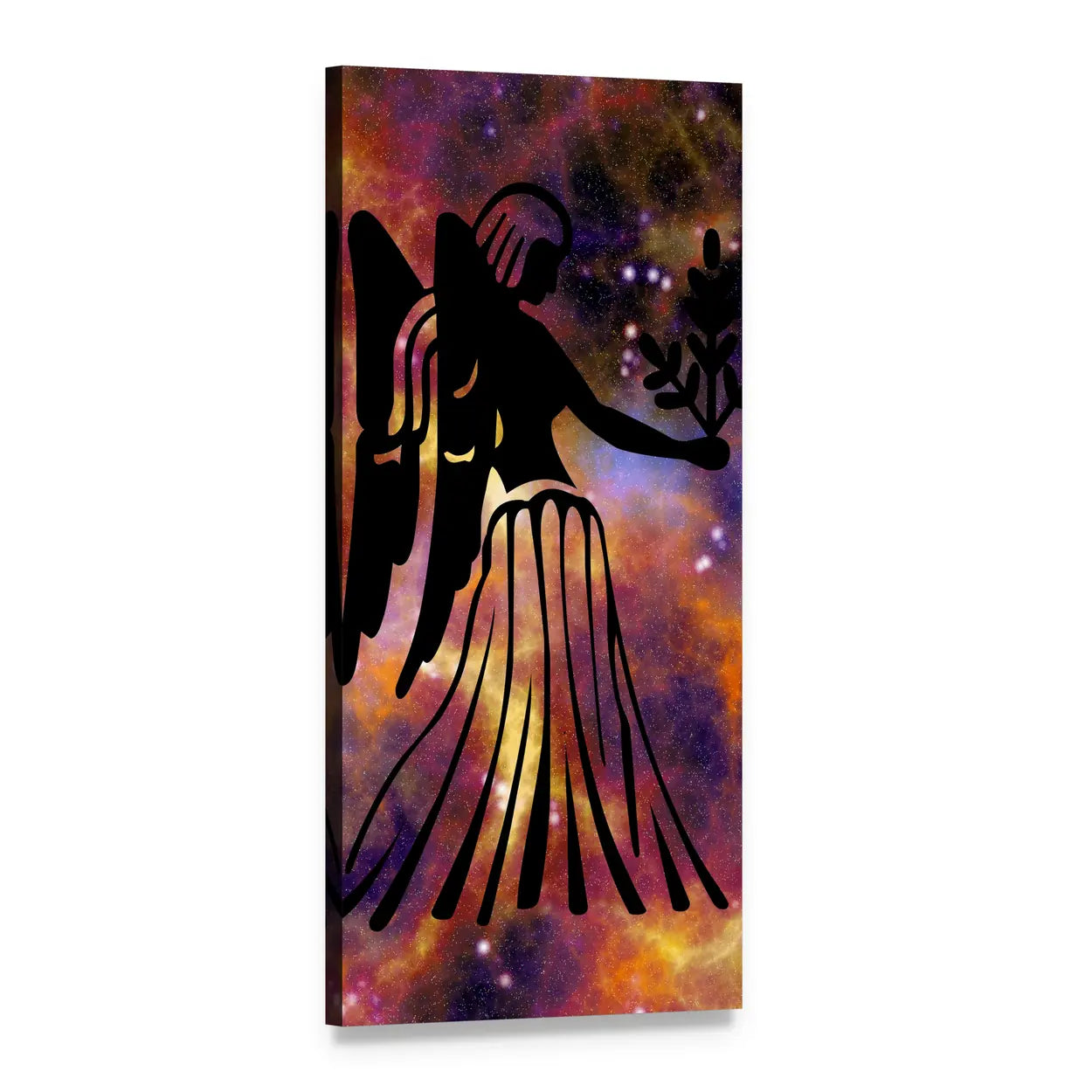 Virgo Zodiac Winged Maiden Vertical Canvas Wall Art, 1 panel 1 Vertical layout gallery wrapped canvas set, angled product view