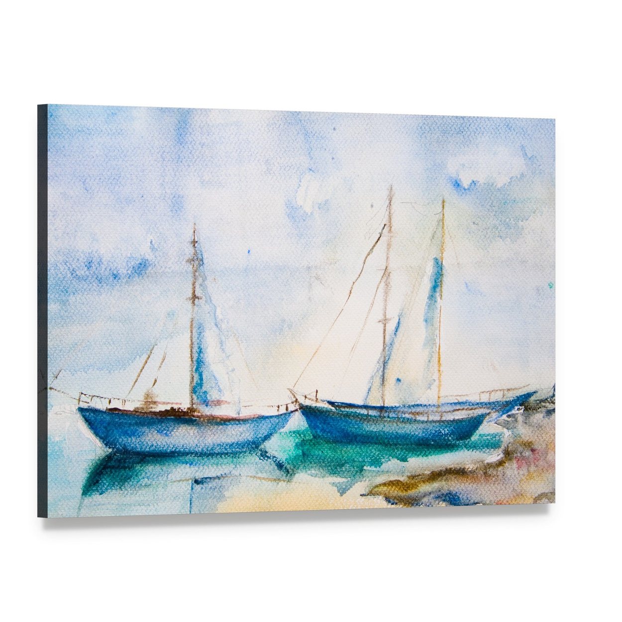 Ships in the Sea Canvas Wall Art, single panel gallery wrapped canvas, angled product view