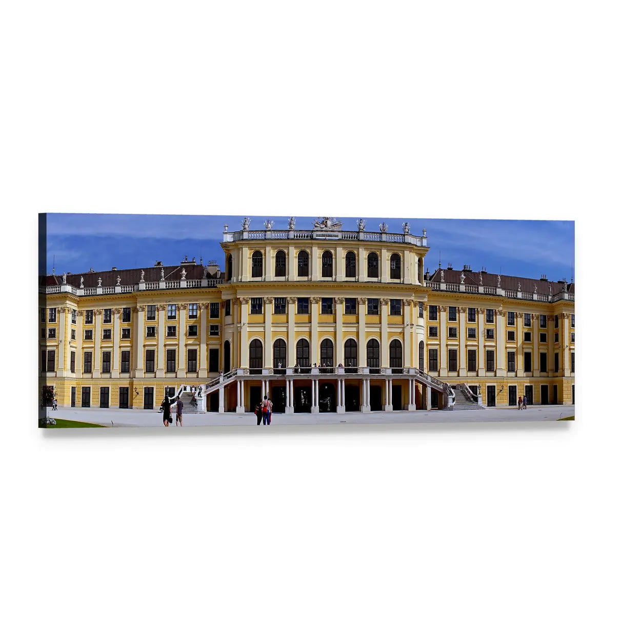 Schönbrunn Palace Facade, Vienna Panoramic Canvas Wall Art, single panel gallery wrapped canvas, angled product view