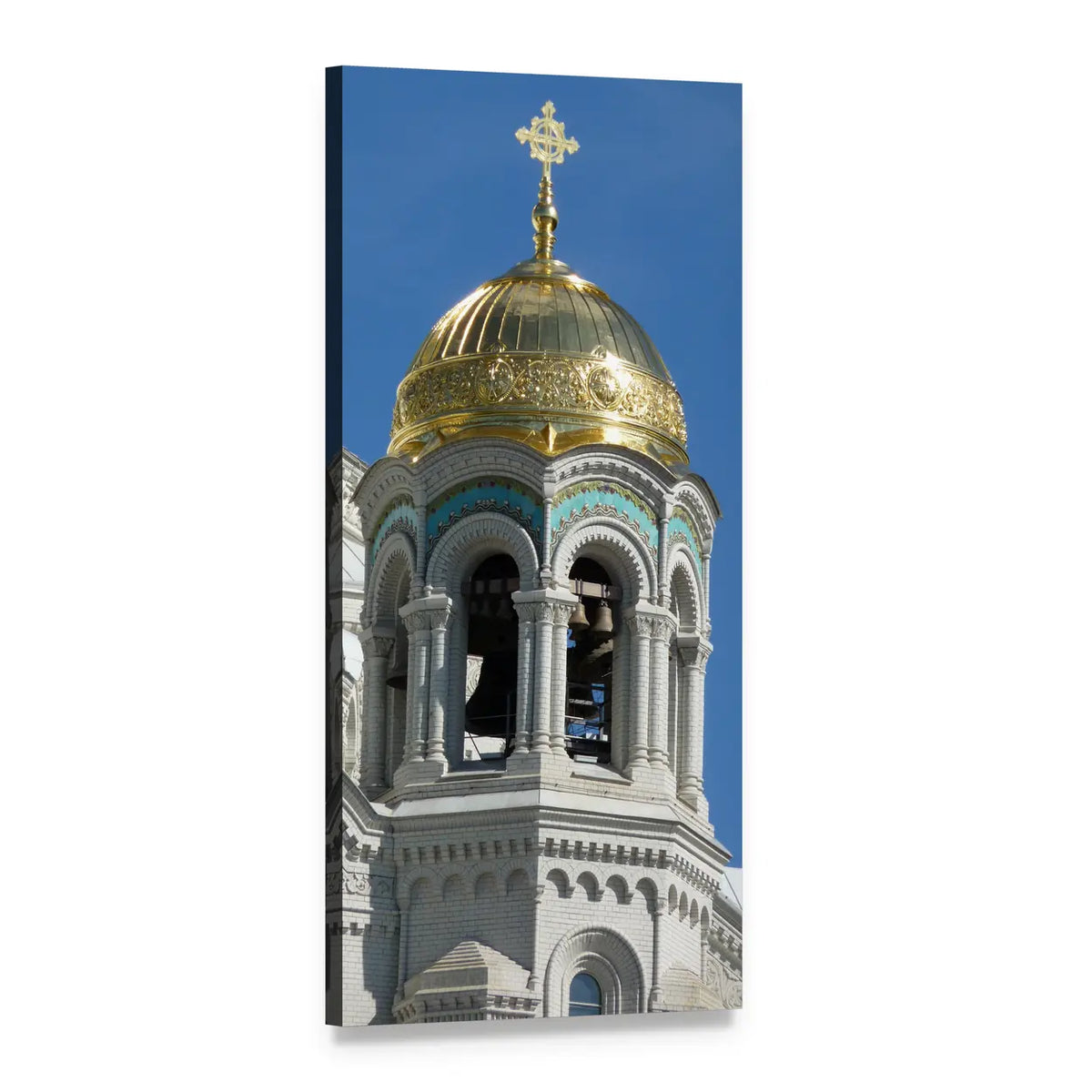 St Petersburg Bell Tower with Golden Dome Vertical Canvas Wall Art, 1 panel 1 Vertical layout gallery wrapped canvas set, angled product view