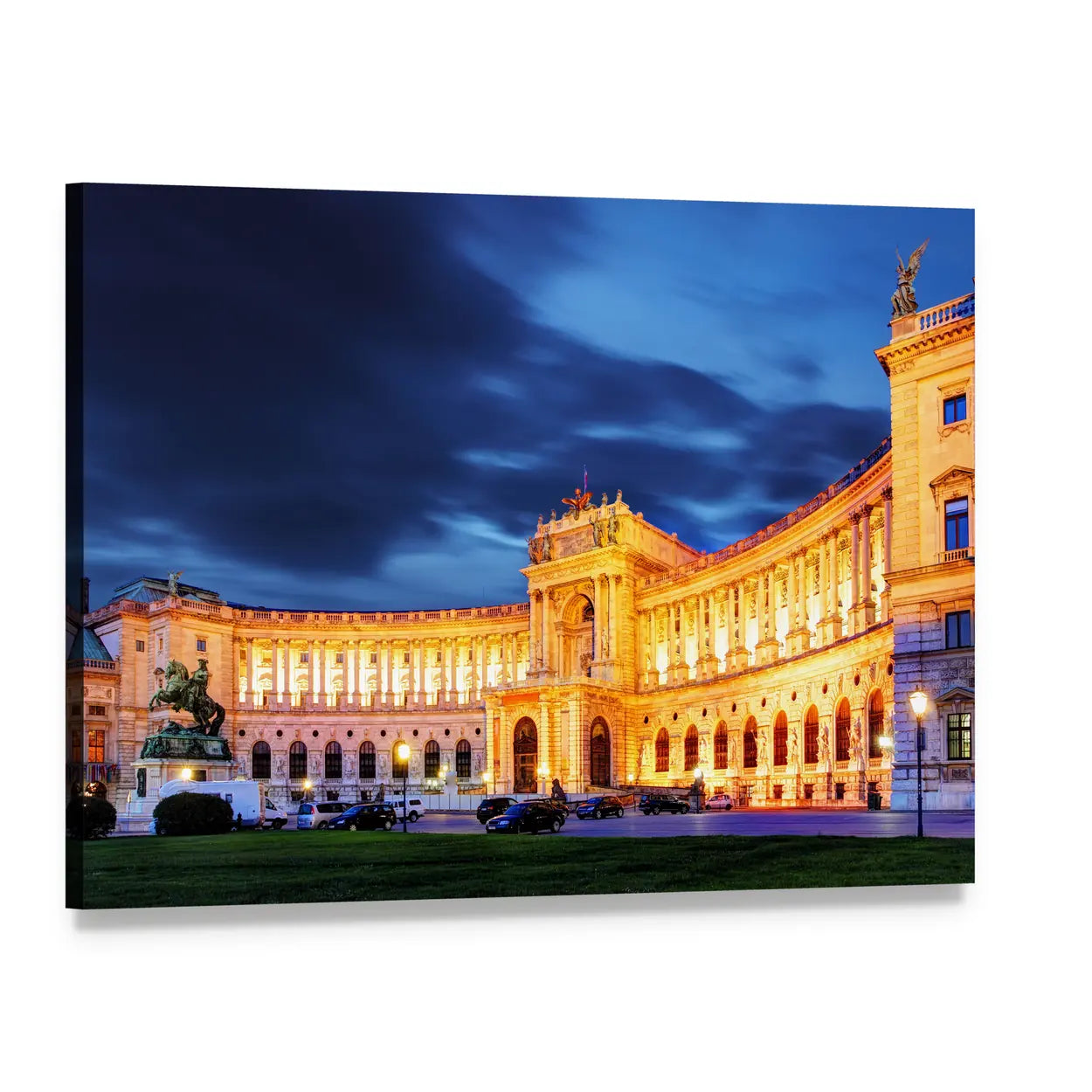 Vienna Hofburg Imperial Palace at Night Canvas Wall Art, single panel gallery wrapped canvas, angled product view