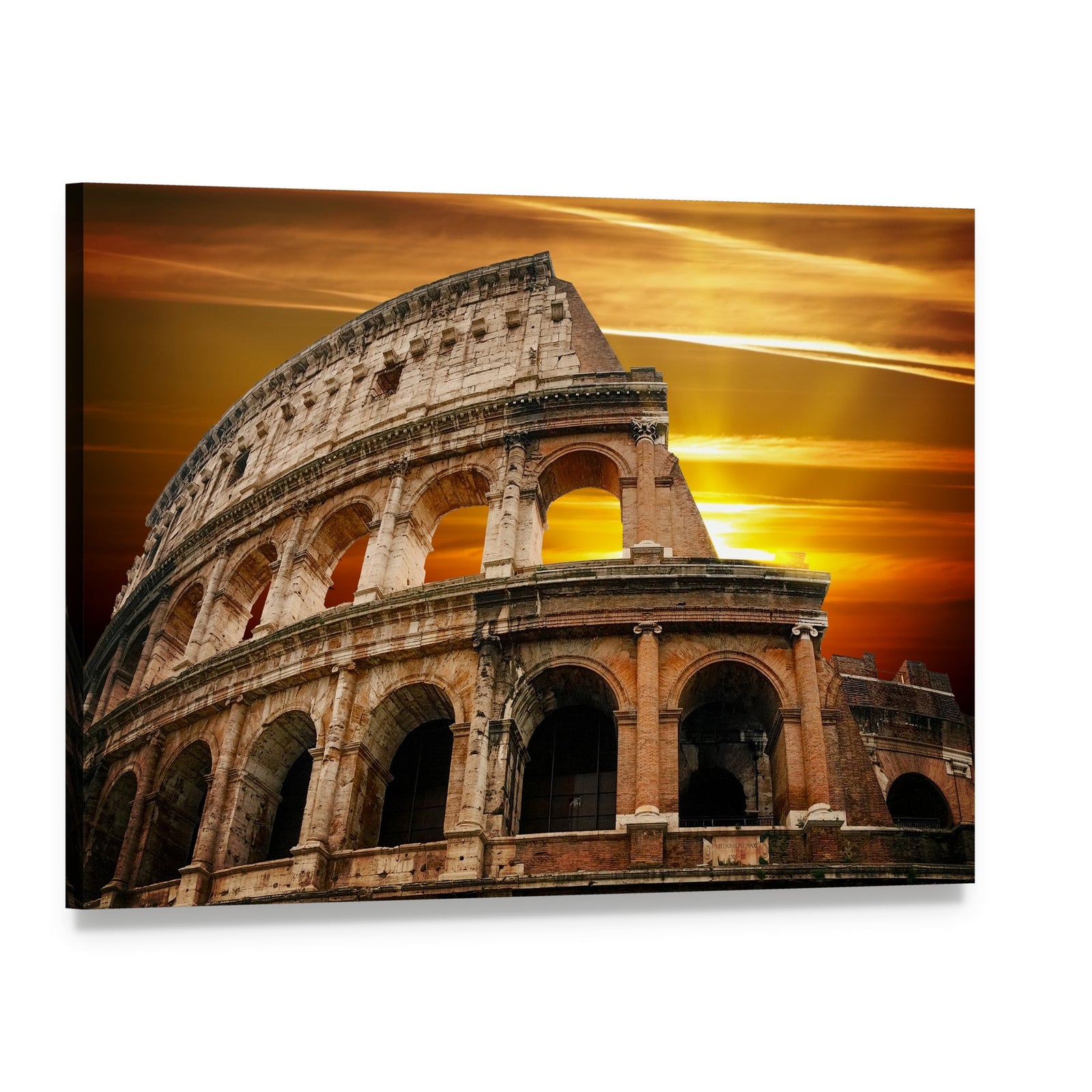Colosseum at Sunrise Canvas Wall Art, single panel gallery wrapped canvas, angled product view