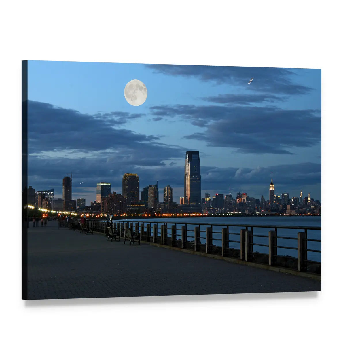 New York Skyline at Twilight Canvas Wall Art, single panel gallery wrapped canvas, angled product view