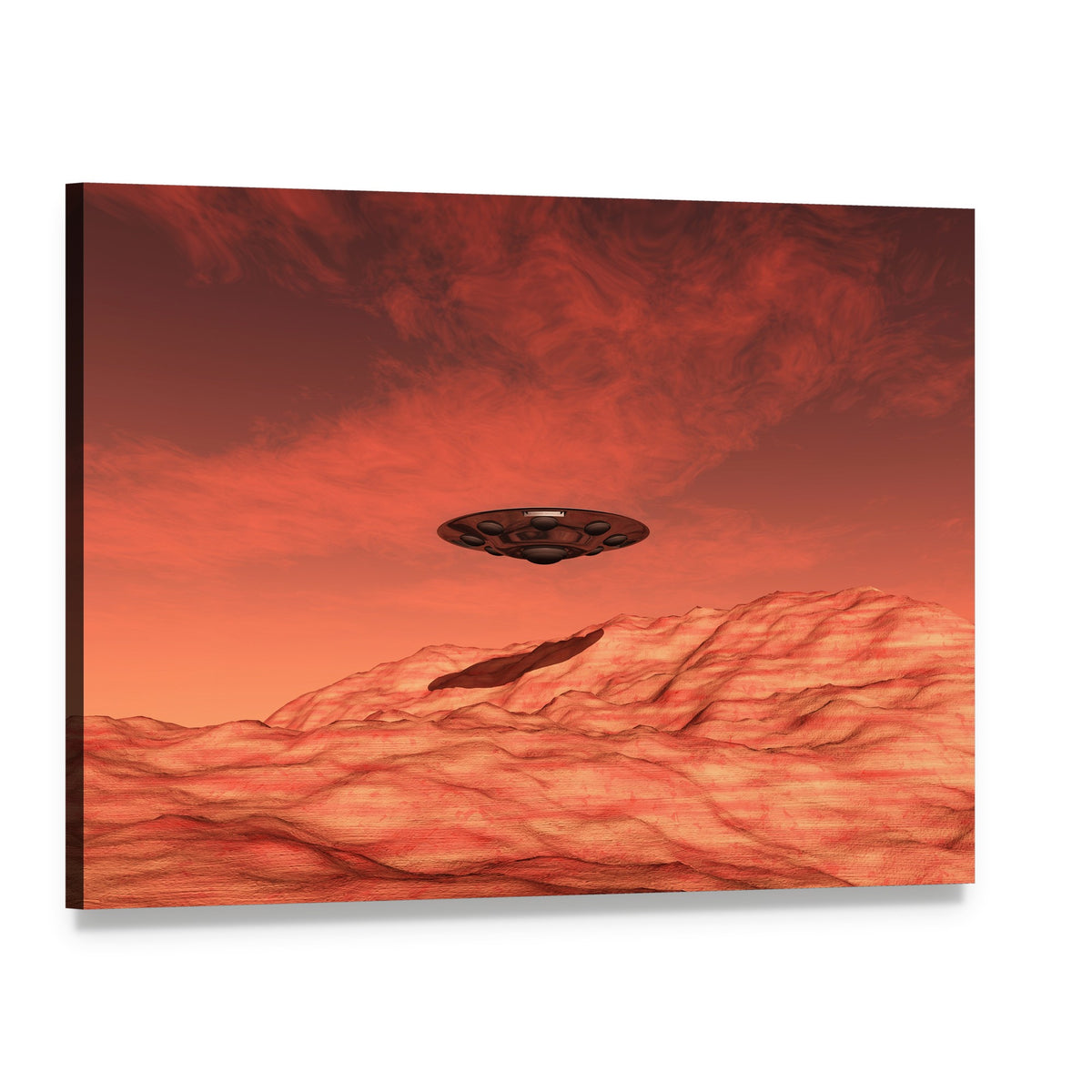 Spaceship on Mars Canvas Wall Art, single panel gallery wrapped canvas, angled product view