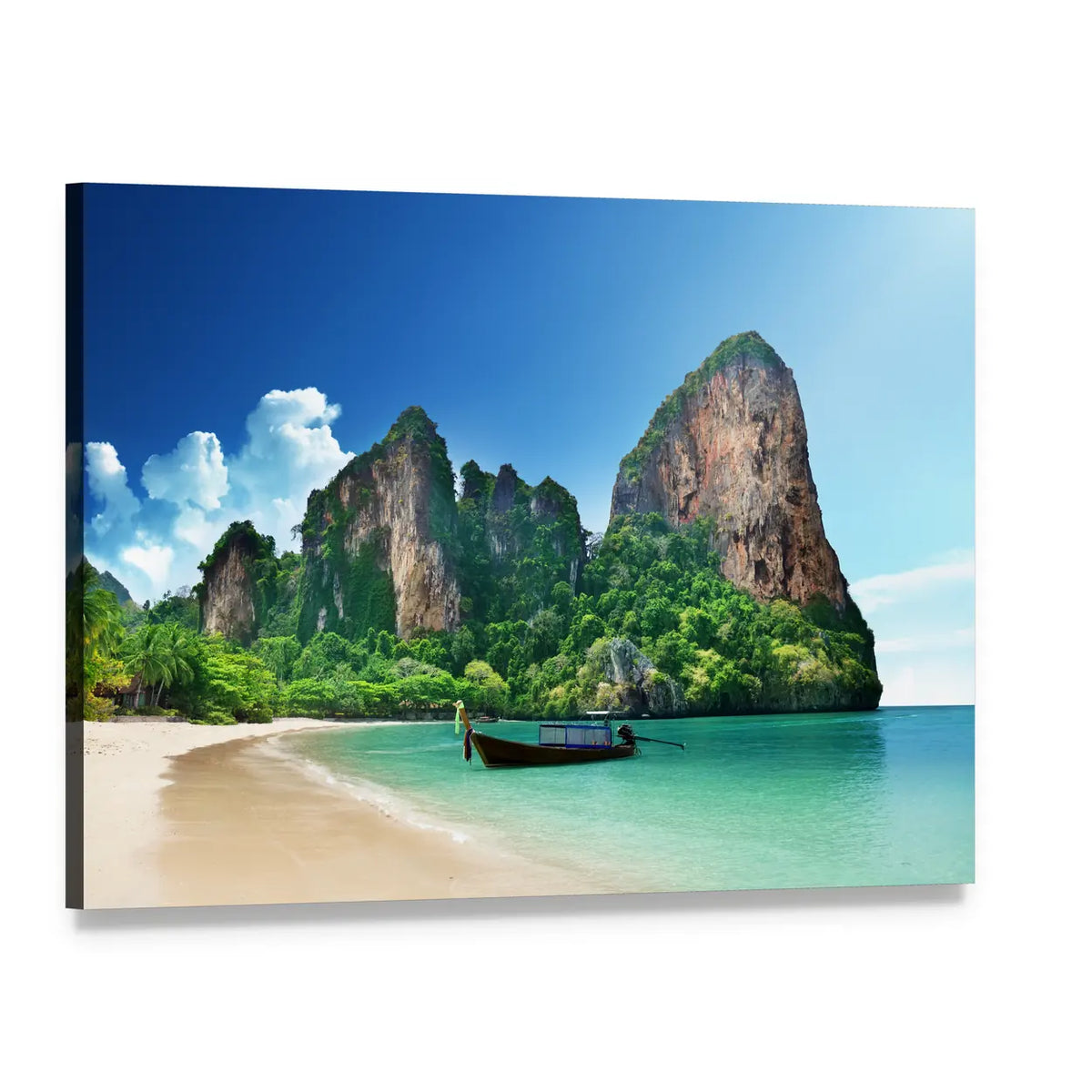 Railay Beach in Krabi Thailand Canvas Wall Art, single panel gallery wrapped canvas, angled product view