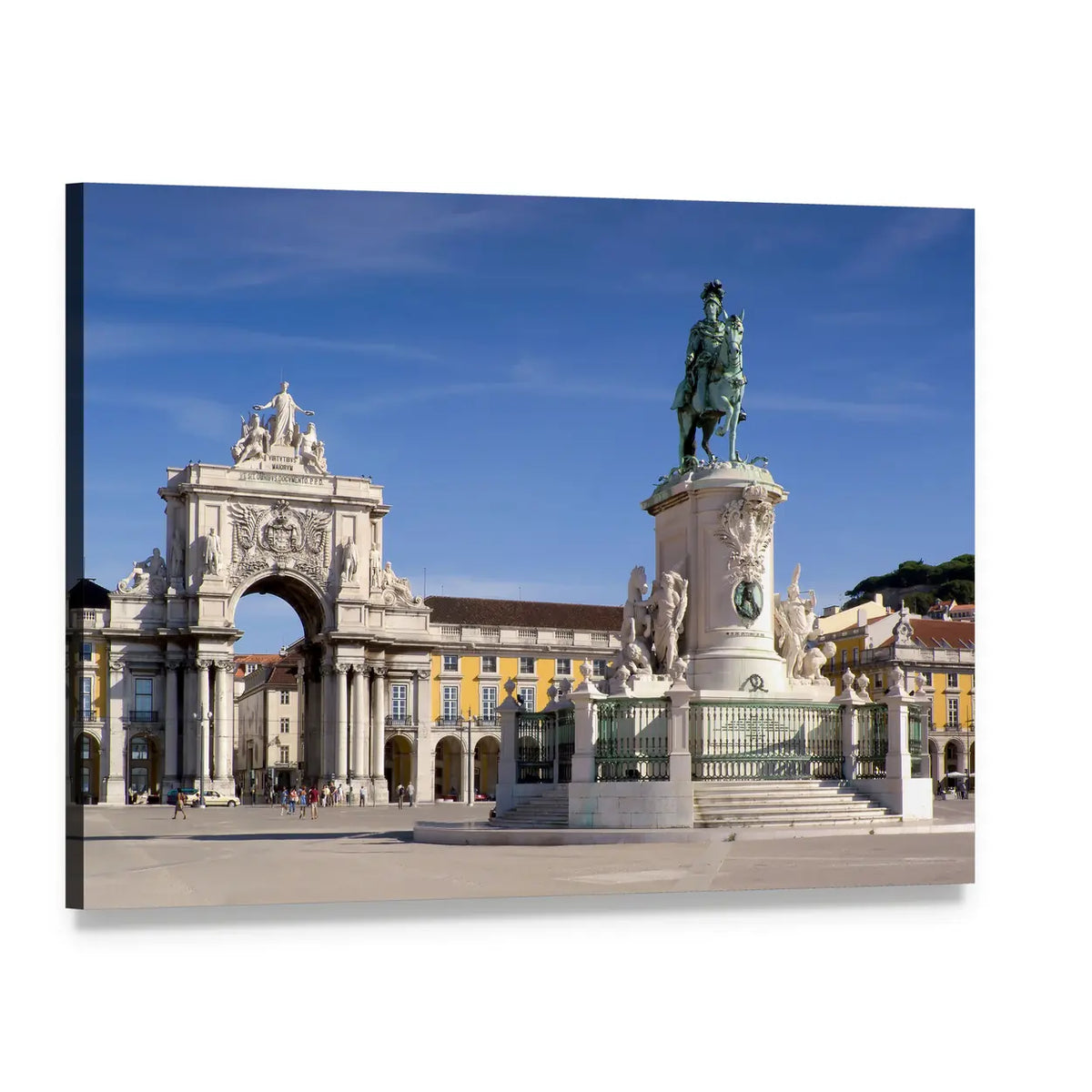 Plaza Do Comercio, Lisbon Canvas Wall Art, single panel gallery wrapped canvas, angled product view