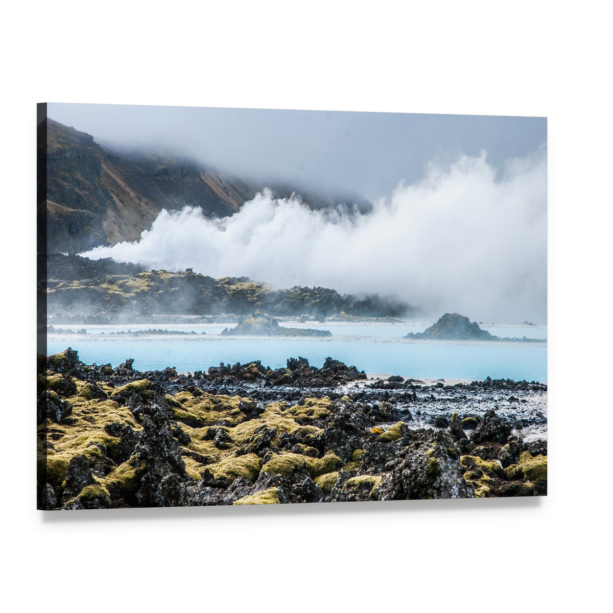 Blue Lagoon Geothermal Pool, Iceland Canvas Wall Art, single panel gallery wrapped canvas, angled product view