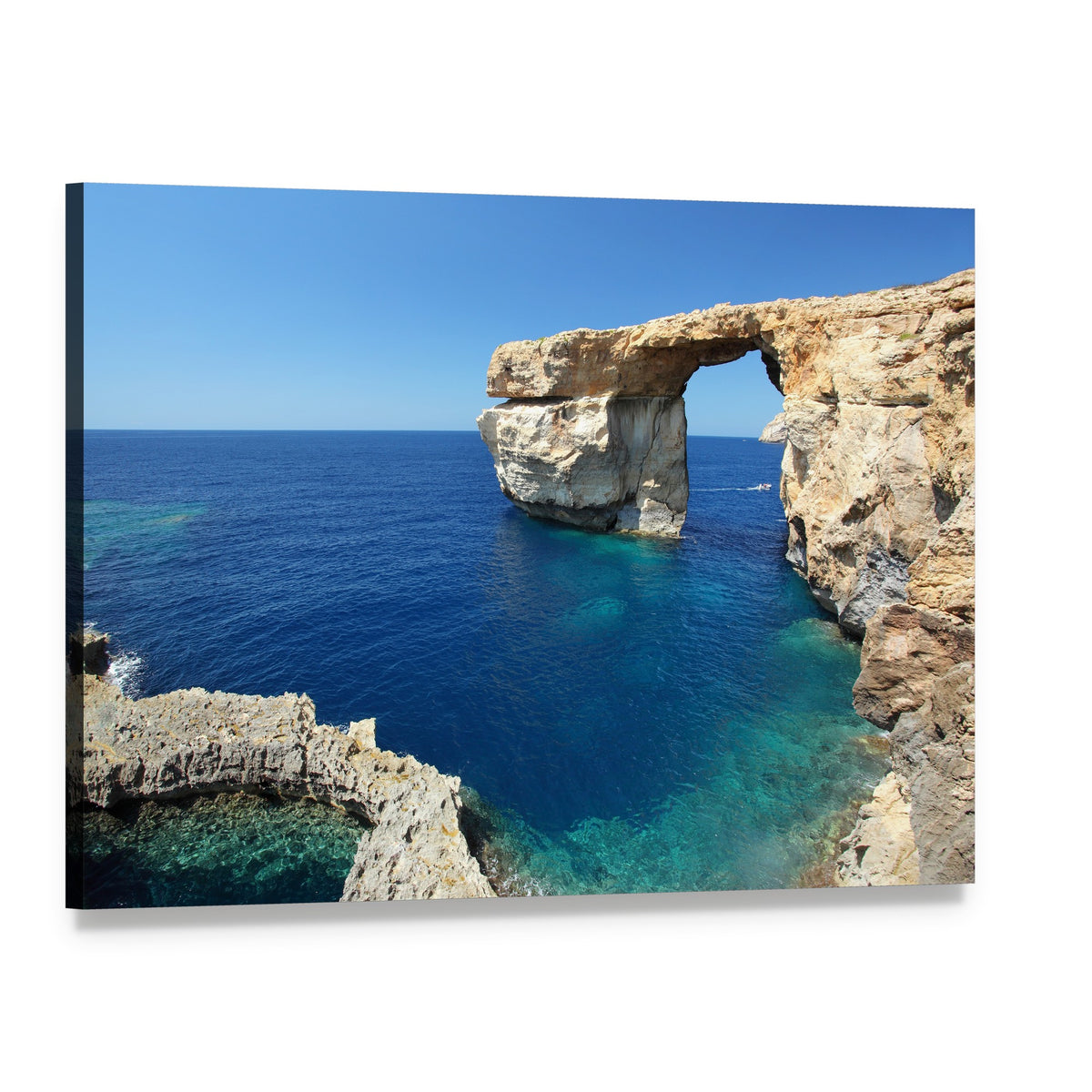 Azure Window Sea Arch Canvas Wall Art, single panel gallery wrapped canvas, angled product view