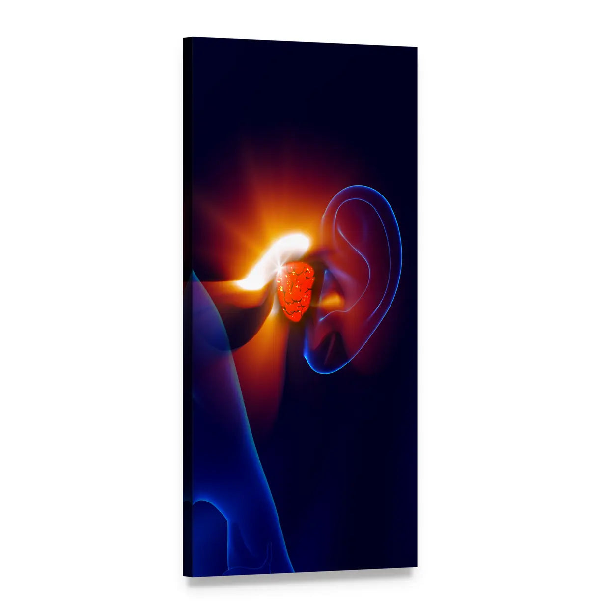 Human Ear Pain Illustration Vertical Canvas Wall Art, 1 panel 1 Vertical layout gallery wrapped canvas set, angled product view