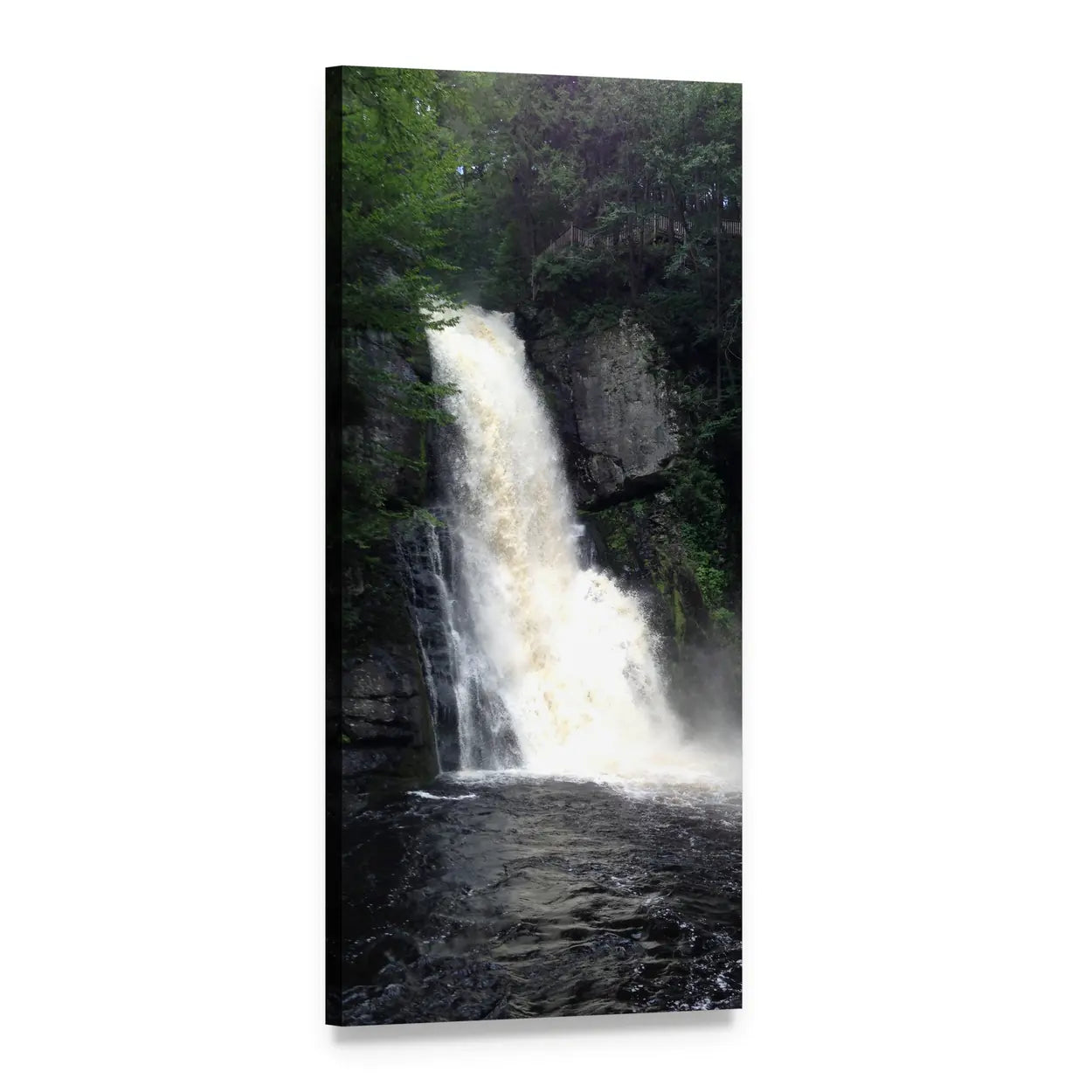 Bushkill Waterfall Vertical Canvas Wall Art, 1 panel 1 Vertical layout gallery wrapped canvas set, angled product view