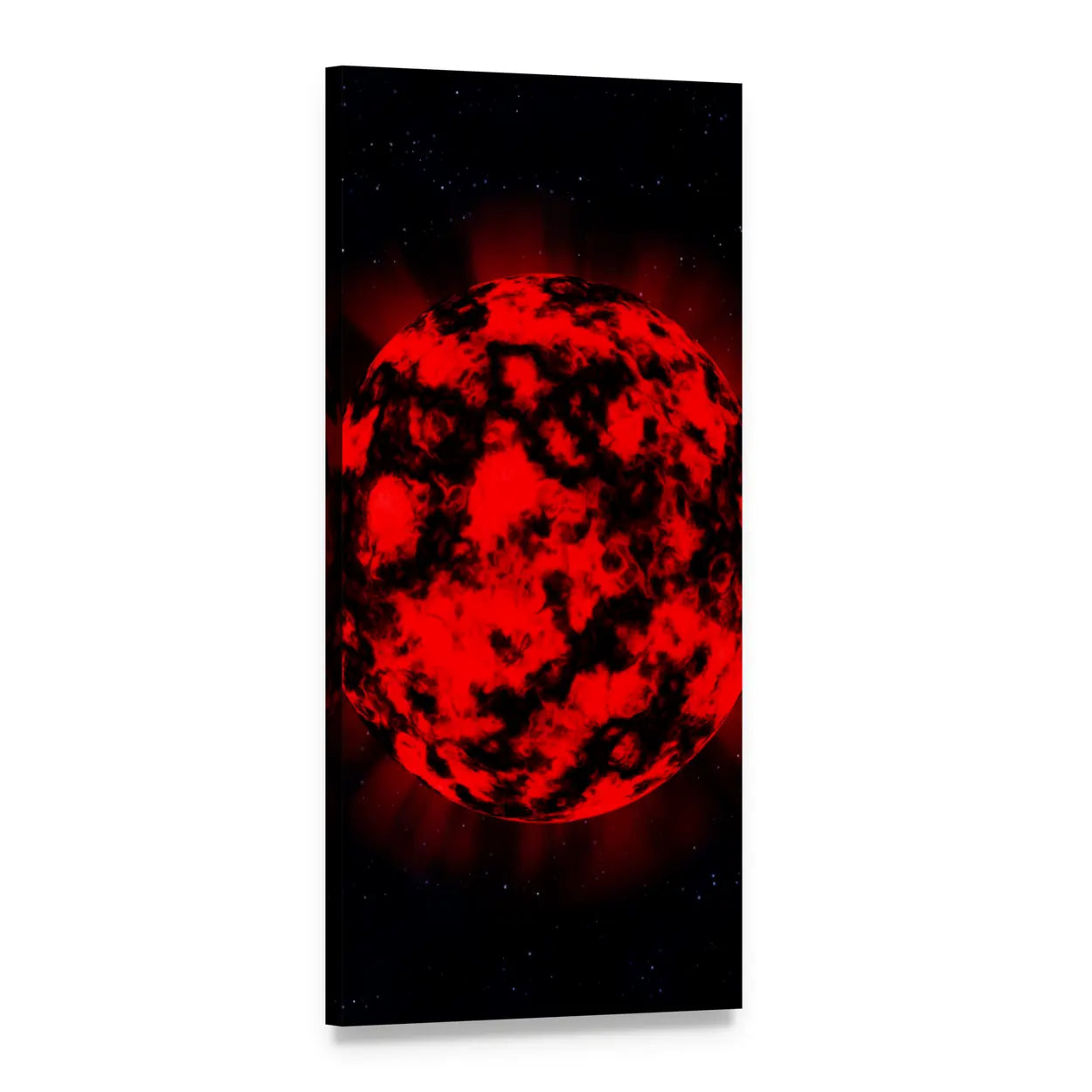 Burning Red Planet in Deep Space Vertical Canvas Wall Art, 1 panel 1 Vertical layout gallery wrapped canvas set, angled product view
