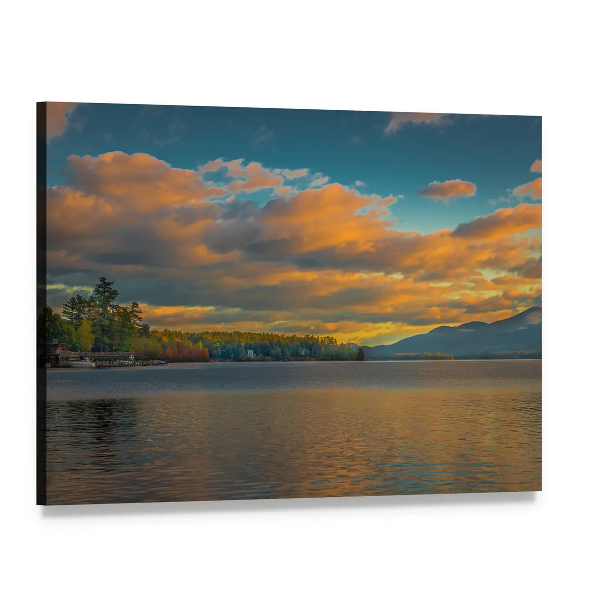 Summer View of Lake George, New York Canvas Wall Art, single panel gallery wrapped canvas, angled product view
