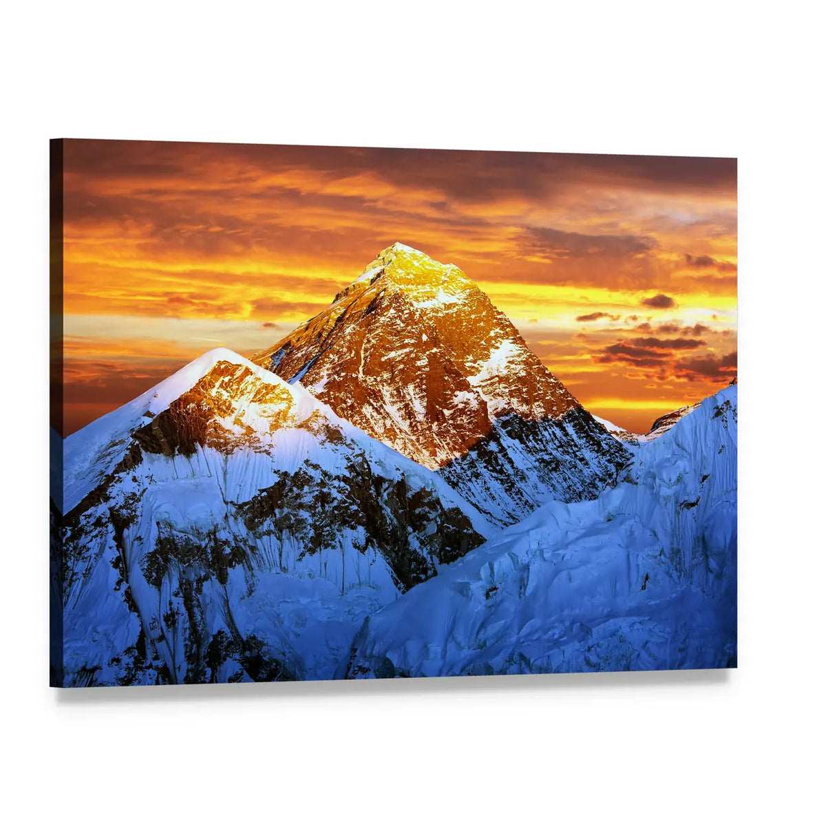 Sunlight on Everest Canvas Wall Art, single panel gallery wrapped canvas, angled product view