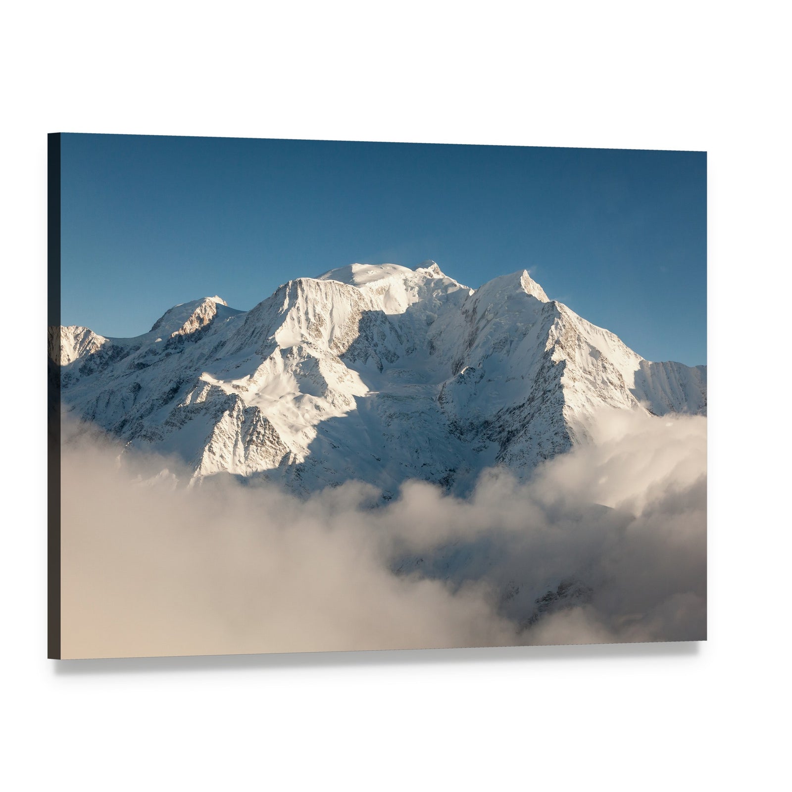Mont Blanc in Winter Canvas Wall Art, single panel gallery wrapped canvas, angled product view