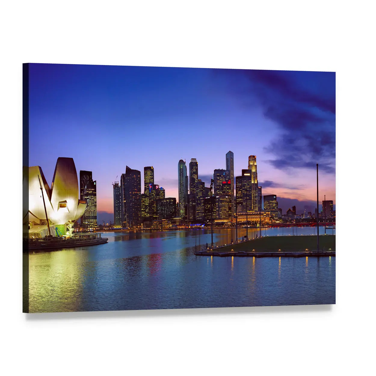 Singapore Skyline at Twilight Canvas Wall Art, single panel gallery wrapped canvas, angled product view