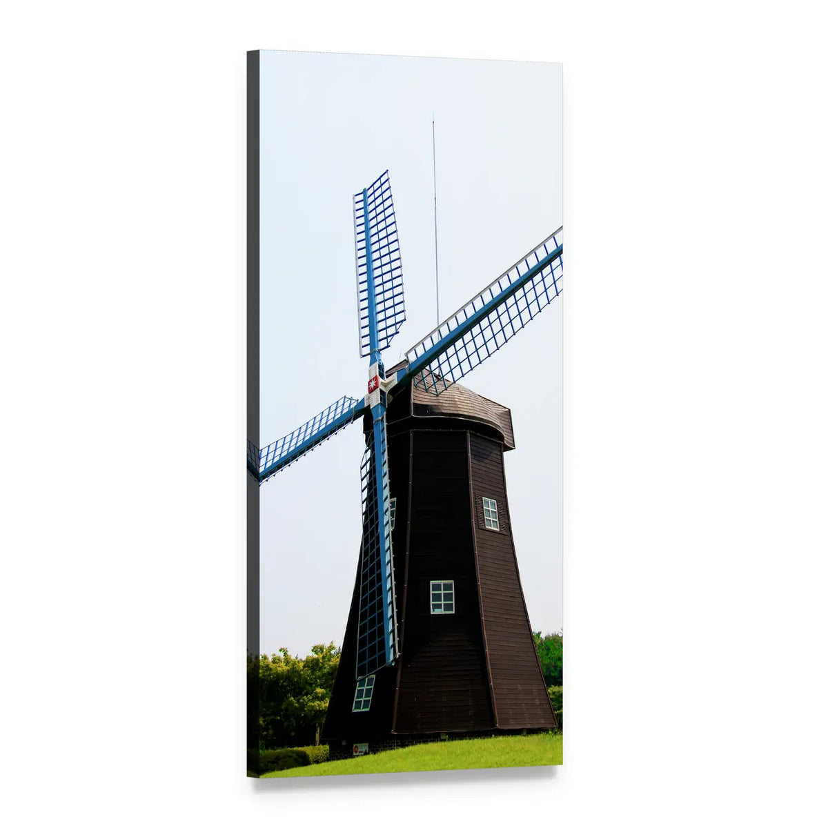 Vintage Windmill in Holland Vertical Canvas Wall Art, 1 panel 1 Vertical layout gallery wrapped canvas set, angled product view