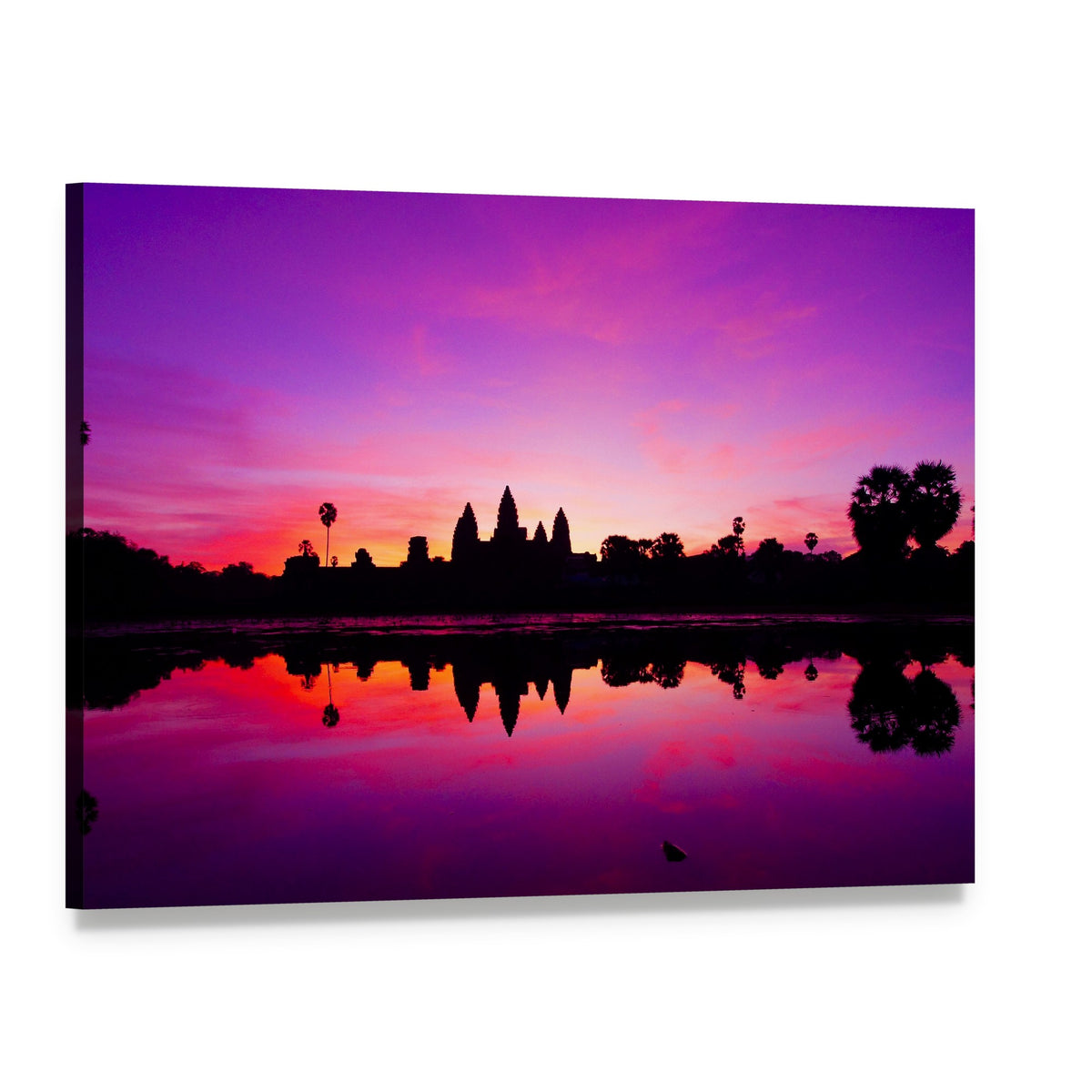 Angkor Wat Temple at Sunset Canvas Wall Art, single panel gallery wrapped canvas, angled product view