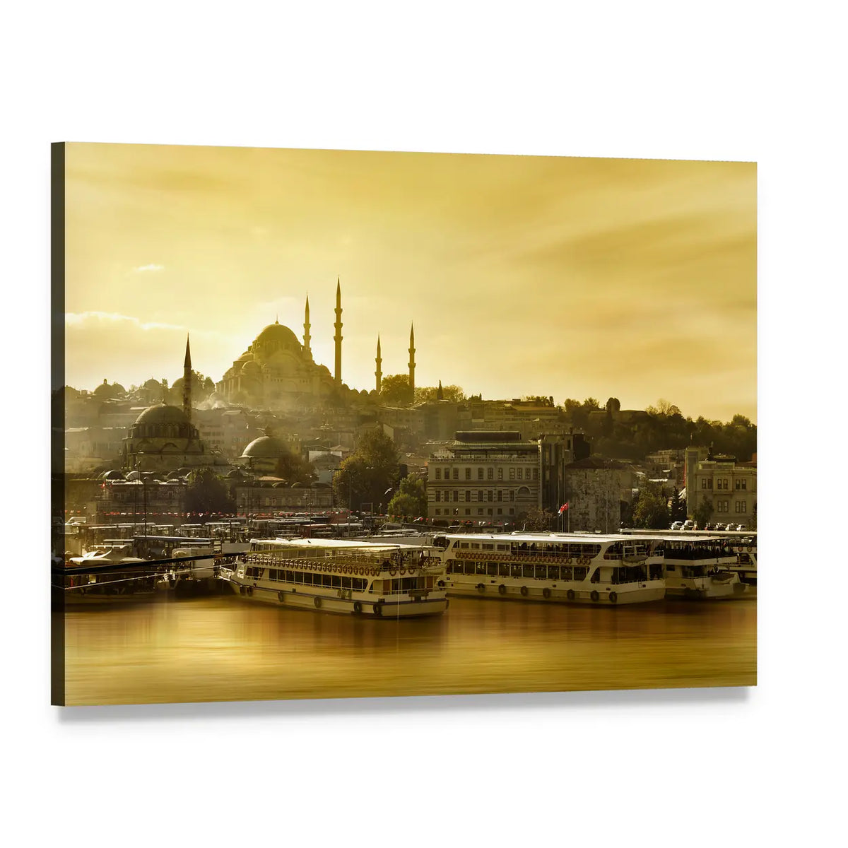 Suleymaniye Mosque Golden Horn In Istanbul Turkey Canvas Wall Art, single panel gallery wrapped canvas, angled product view