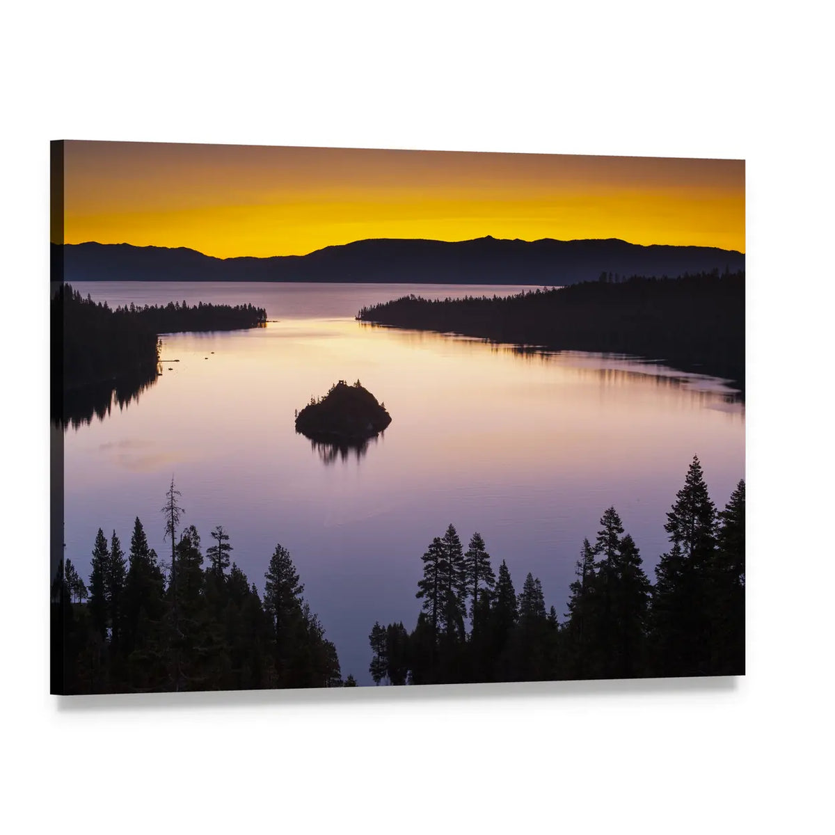 Lake Tahoe at Dusk Canvas Wall Art, single panel gallery wrapped canvas, angled product view