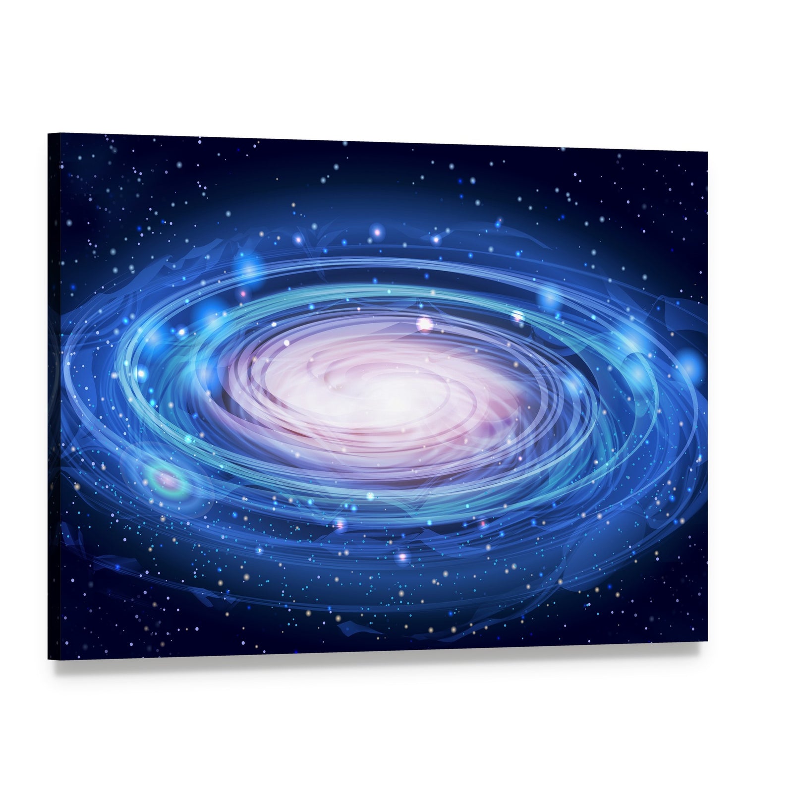 Blue Glowing Andromeda Canvas Wall Art, single panel gallery wrapped canvas, angled product view