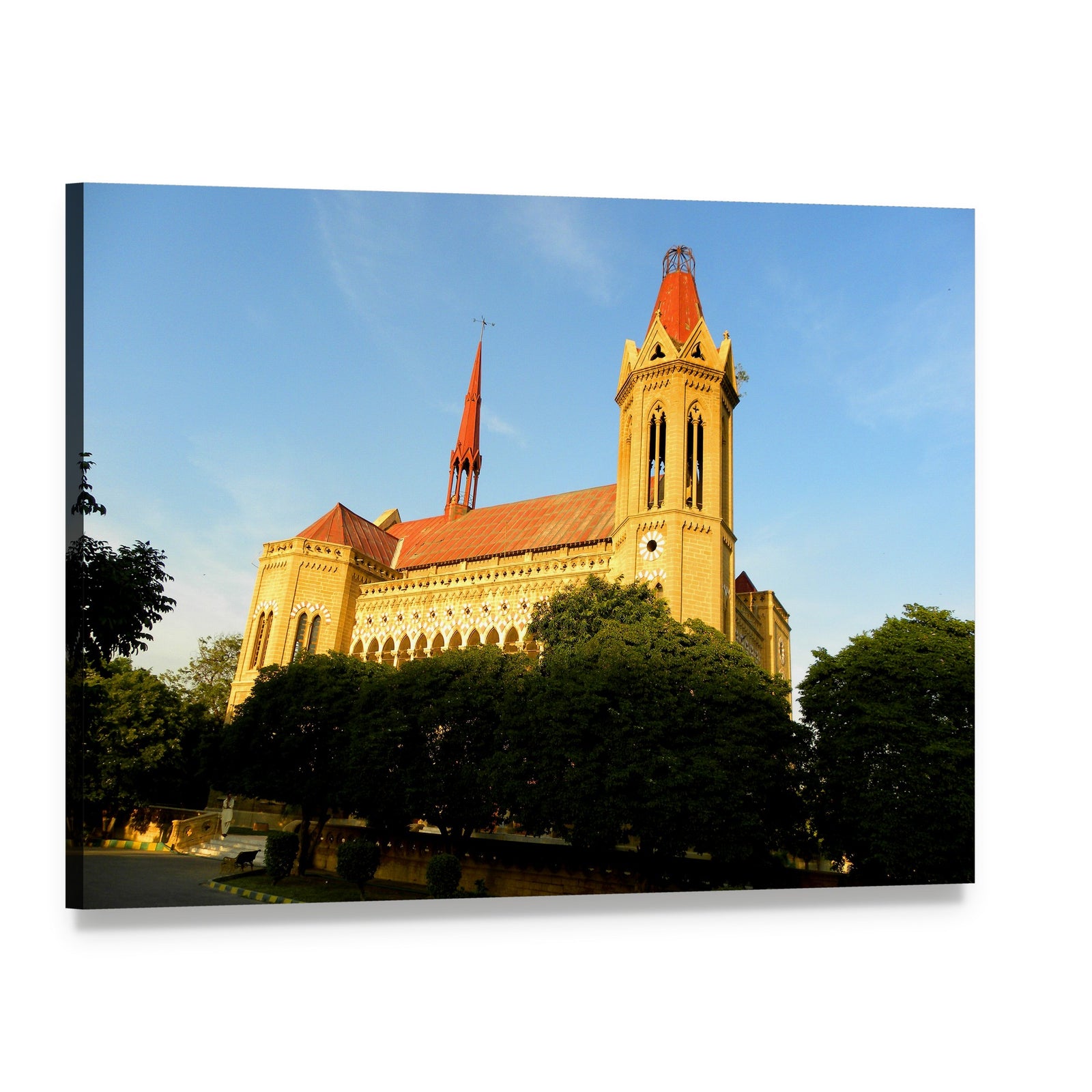 Frere Hall in Karachi Canvas Wall Art, single panel gallery wrapped canvas, angled product view