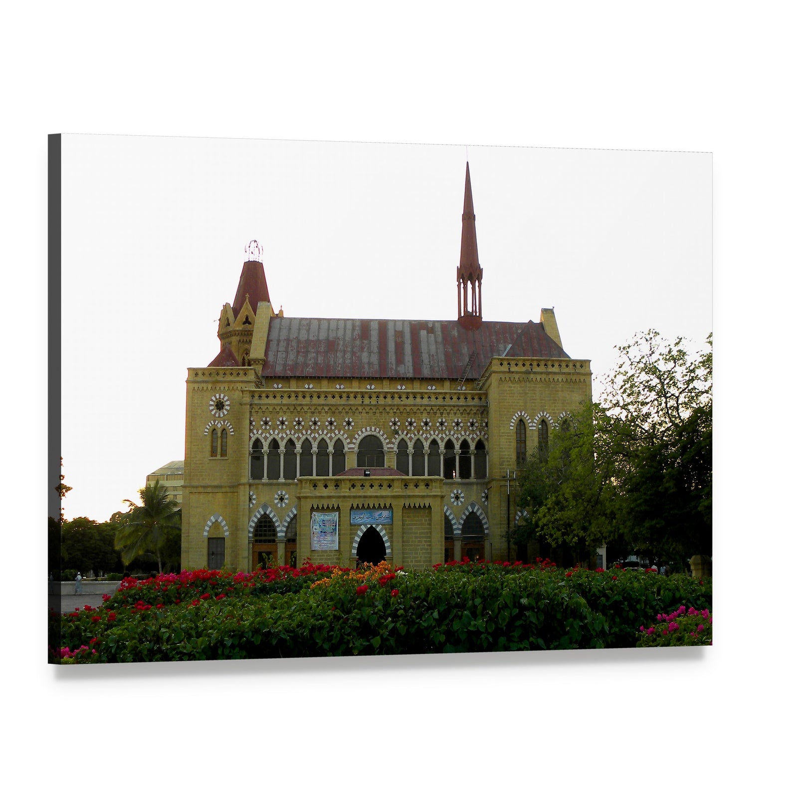 Frere Hall in Karachi Canvas Wall Art, single panel gallery wrapped canvas, angled product view