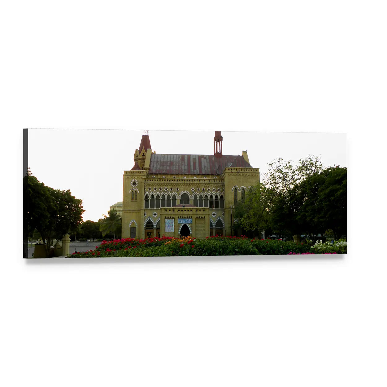 Frere Hall Indo-saracenic Architecture Panoramic Canvas Wall Art, single panel gallery wrapped canvas, angled product view