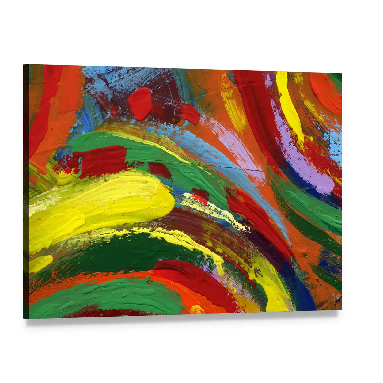 Colorful Acrylic Impasto Abstract Canvas Wall Art, single panel gallery wrapped canvas, angled product view