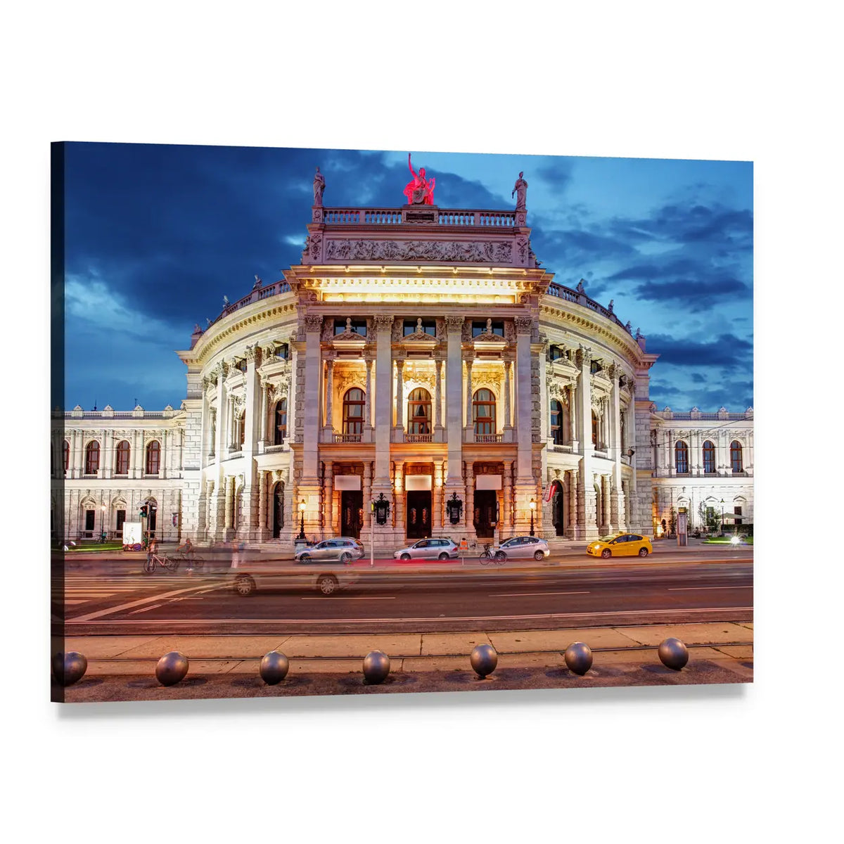 Burgtheater Vienna Evening Scene Canvas Wall Art, single panel gallery wrapped canvas, angled product view
