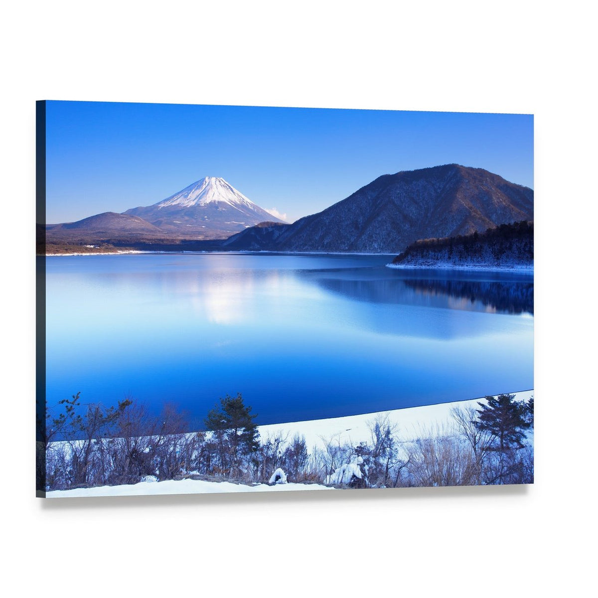 Snow-capped Mount Fuji in Winter Canvas Wall Art, single panel gallery wrapped canvas, angled product view