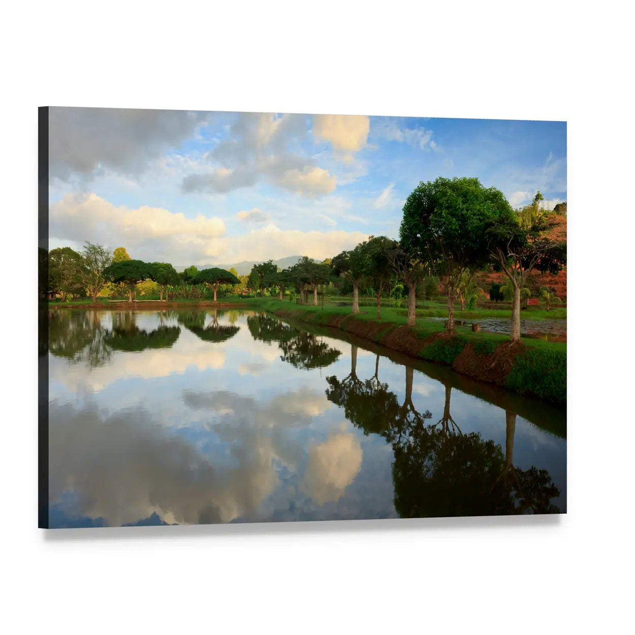 Borneo Lake Reflections Canvas Wall Art, single panel gallery wrapped canvas, angled product view